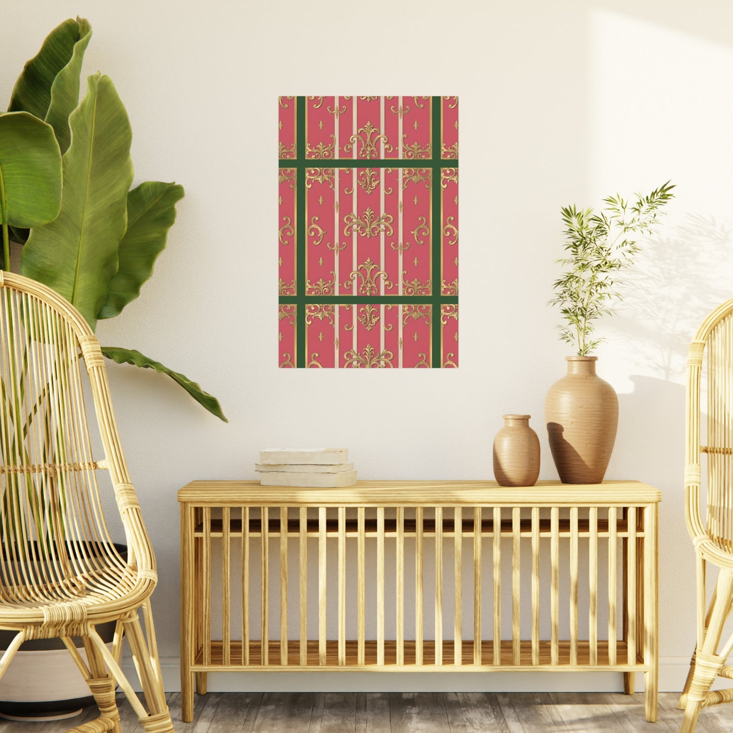Elegant Green Border Pink & Gold Foam Board Decor - Party Backdrop, Art Display, Home Decor, Event Decoration, Wall Art