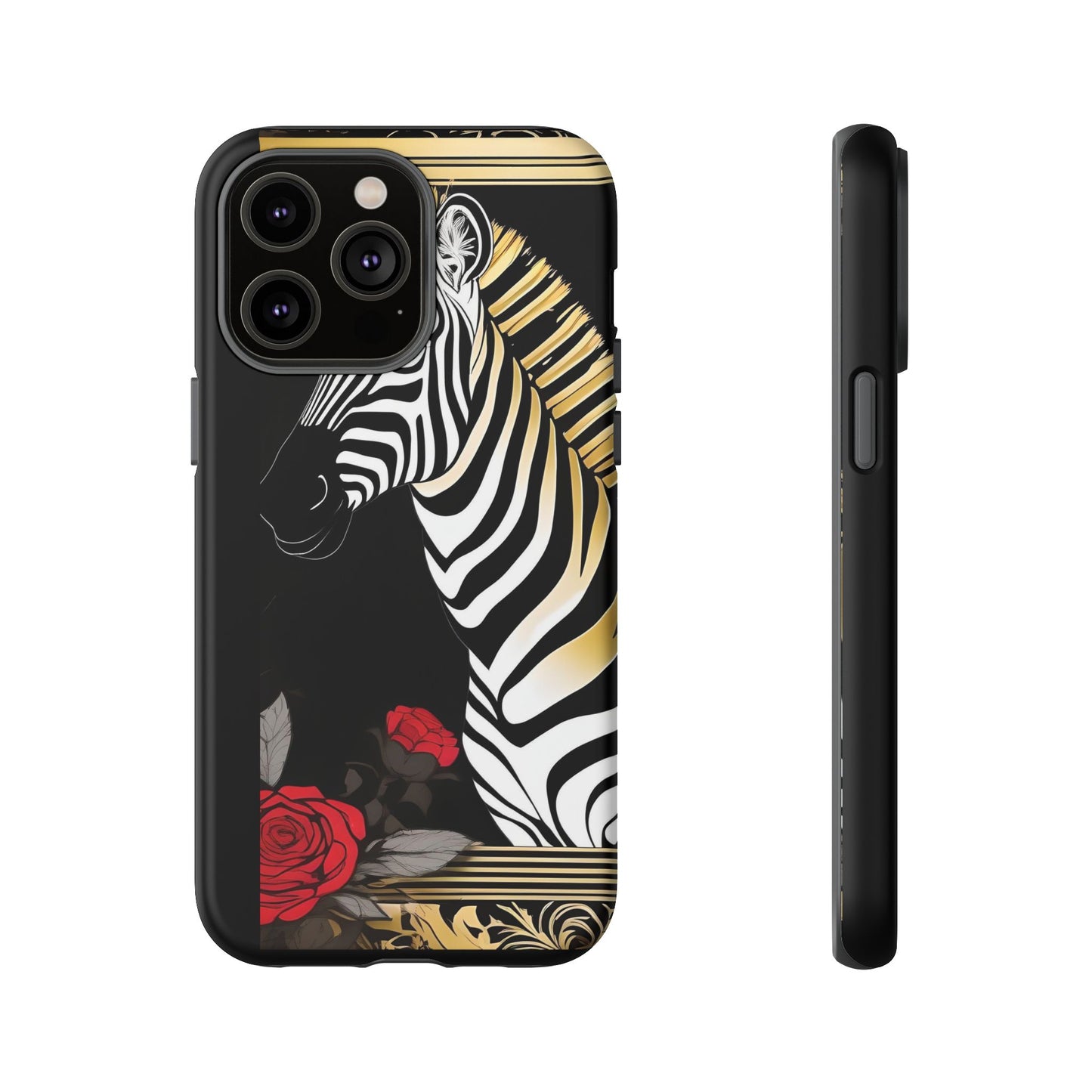 Phone Case - Elegant Zebra & Roses Design