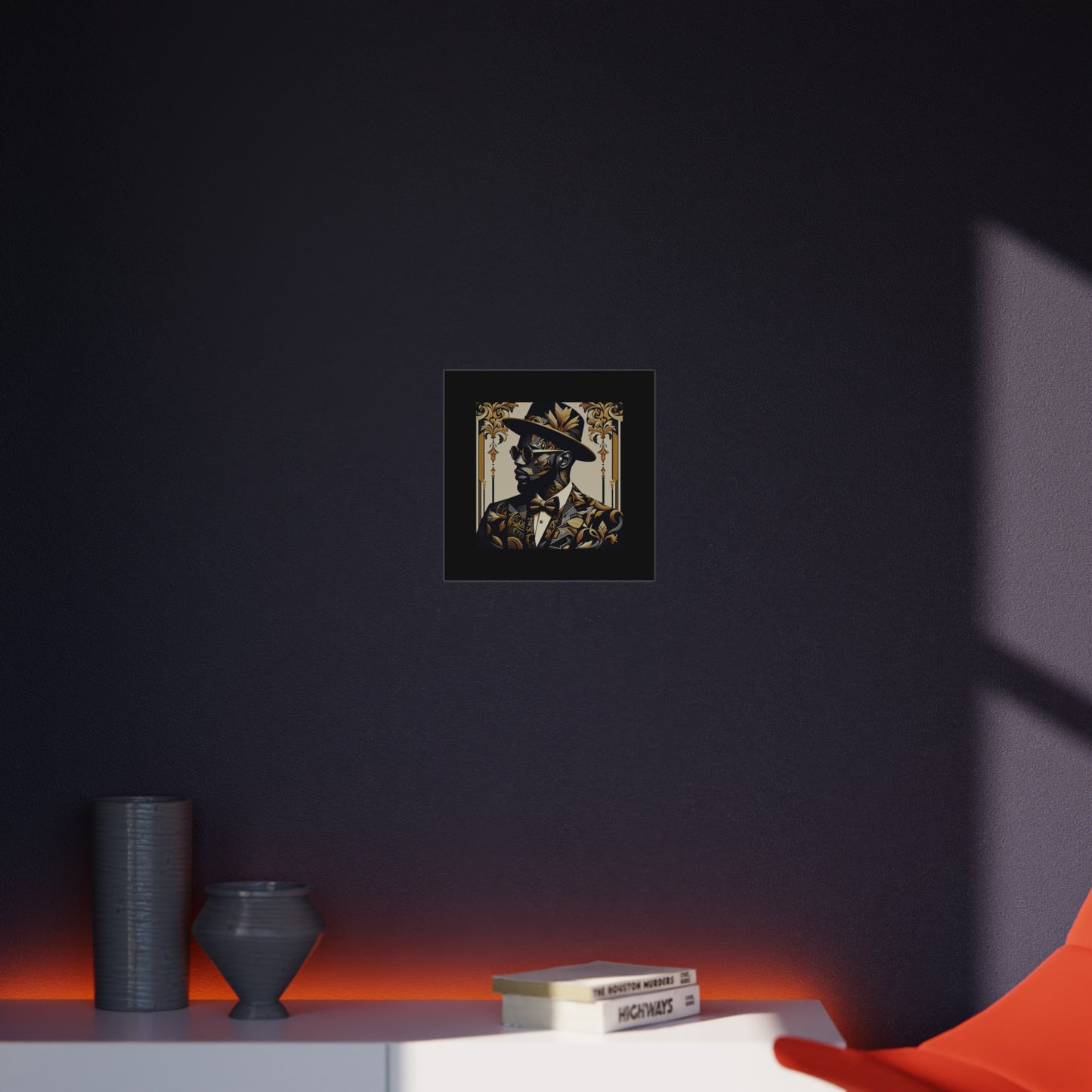 Stylish Foam Board Art, Elegant Wall Decor, Home Office Decoration, Modern Portraits, Unique Gifts for Art Lovers - Damask Man in Black & Gold