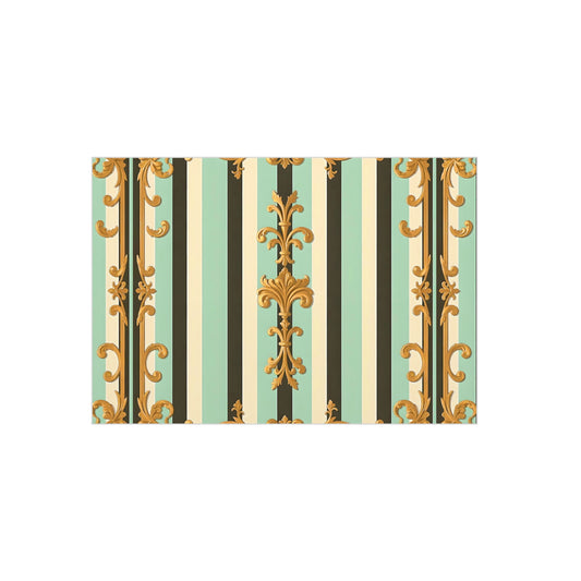 Elegant Wall Art Foam Board, Vintage Decor, Home Office Wall Decor, Gift for Art Lovers, Stylish Interior Decoration - Black & Matte Mint Striped Rococo