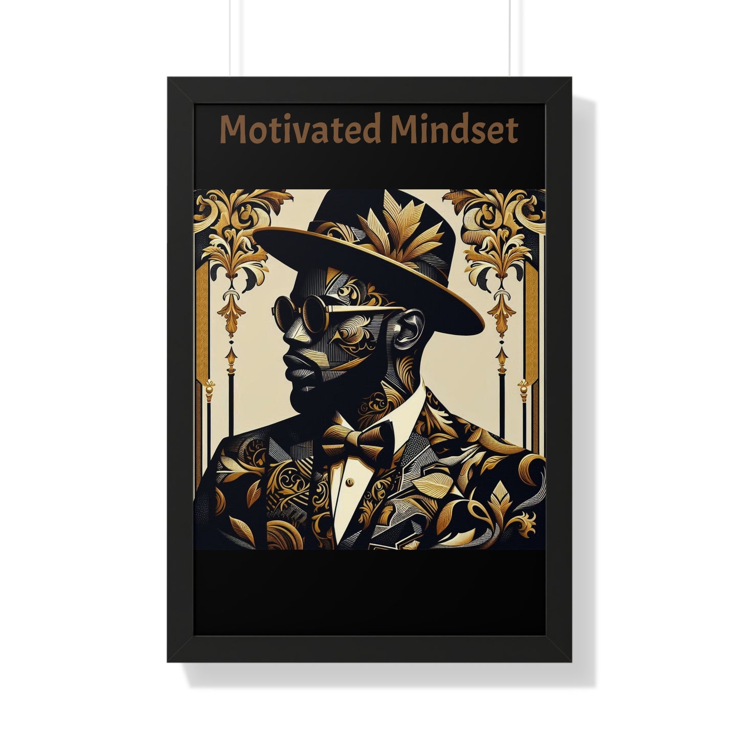 Motivated Mindset Framed Vertical Poster | Inspirational Wall Art, Office Decor, Motivational Gift, Home Decor, Black Art