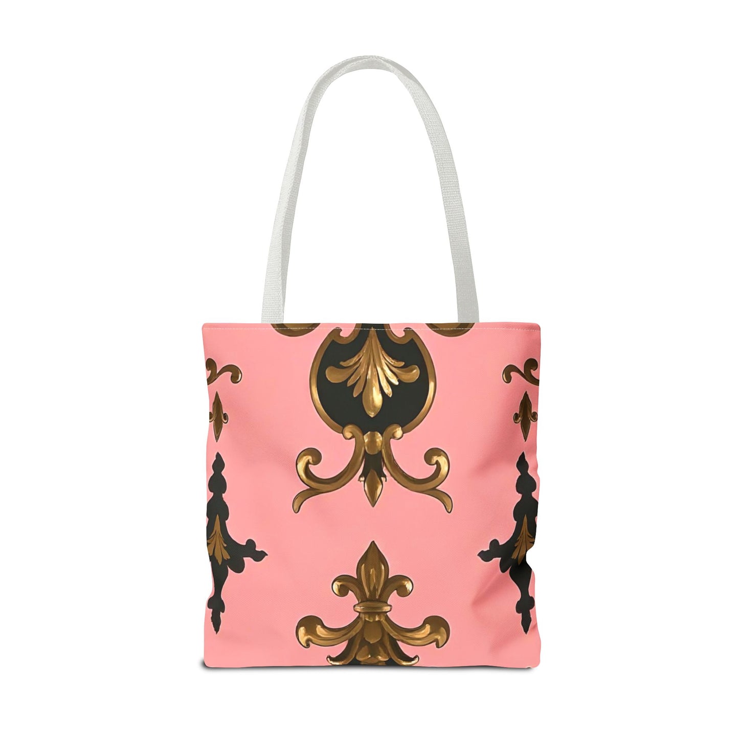 Elegant Patterned Tote Bag - Chic Carry-All for Everyday Use, Fashion Accessory - Pink, Black & Gold Rococo
