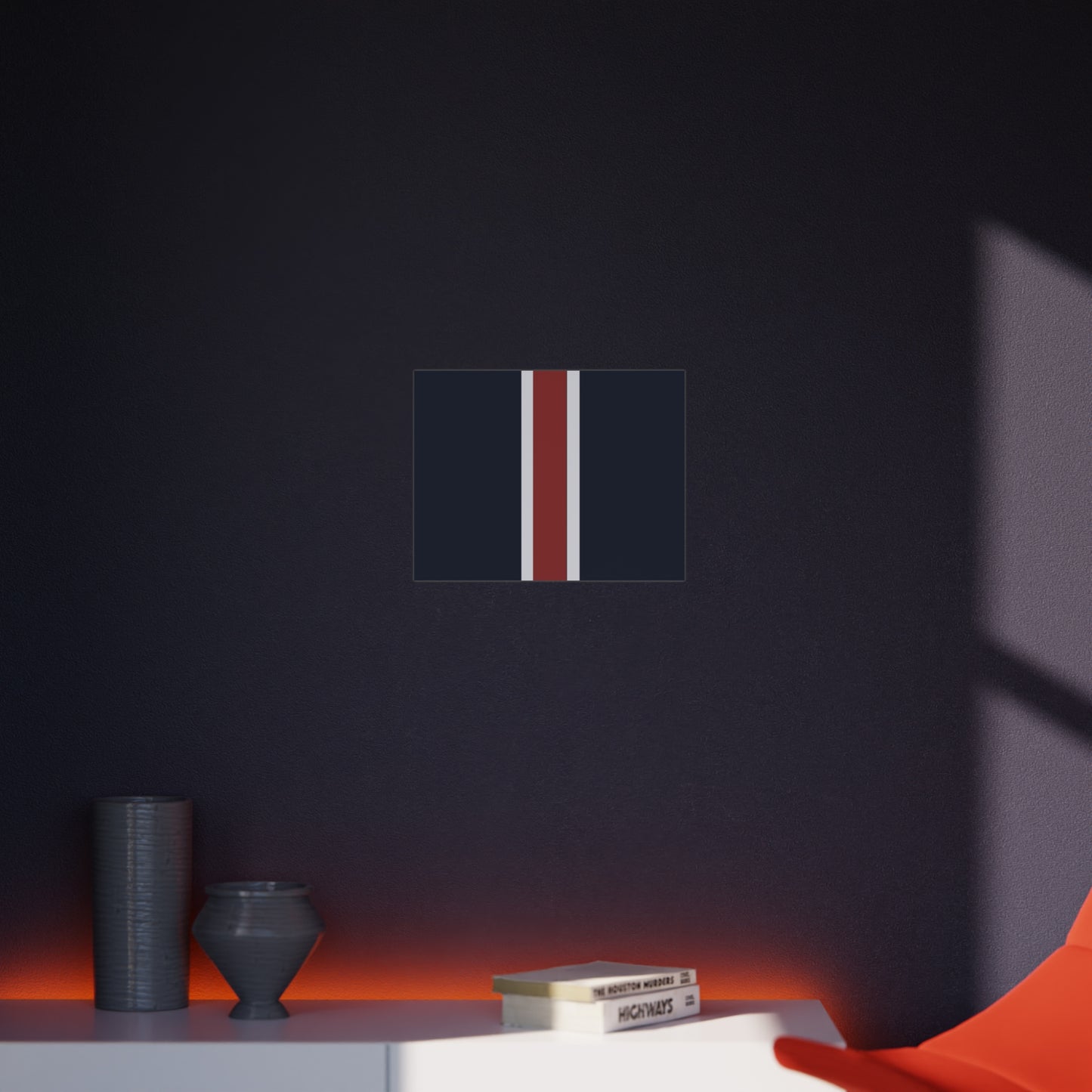 Lunar Midnight & Red-White Striped Stylish Foam Board Decor, Modern Wall Art, Home Office Decoration, Customizable Display Board