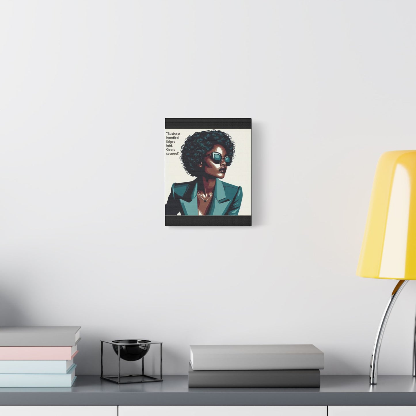 Afro Art Print Canvas, Wall Decor, Satin Stretched Canvas, African American Art, Office Decor, Home Decor - "Business handled."