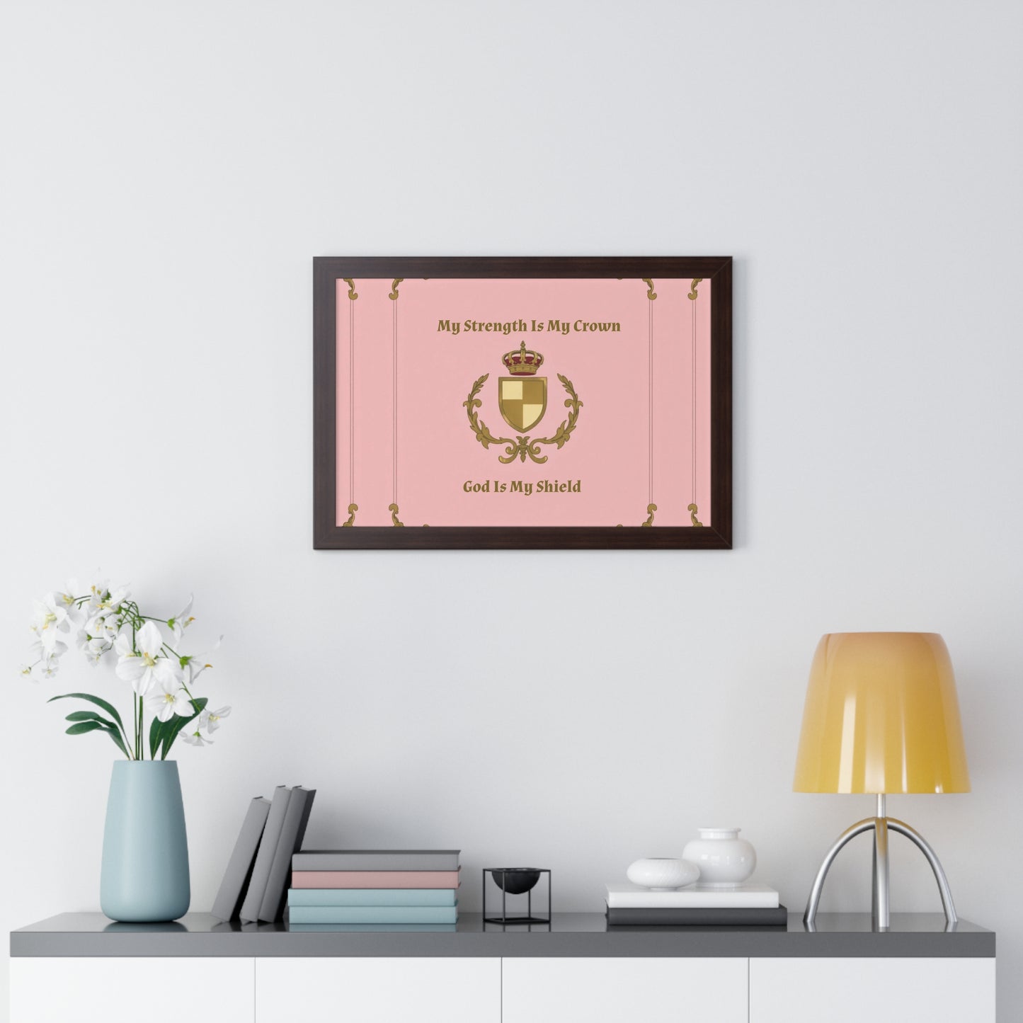 Crest & Crown Spiritual Quote Empowering Framed Poster, Inspirational Wall Art, Crown Design, Home Decor, Motivational Gift, Bible Verse Decoration