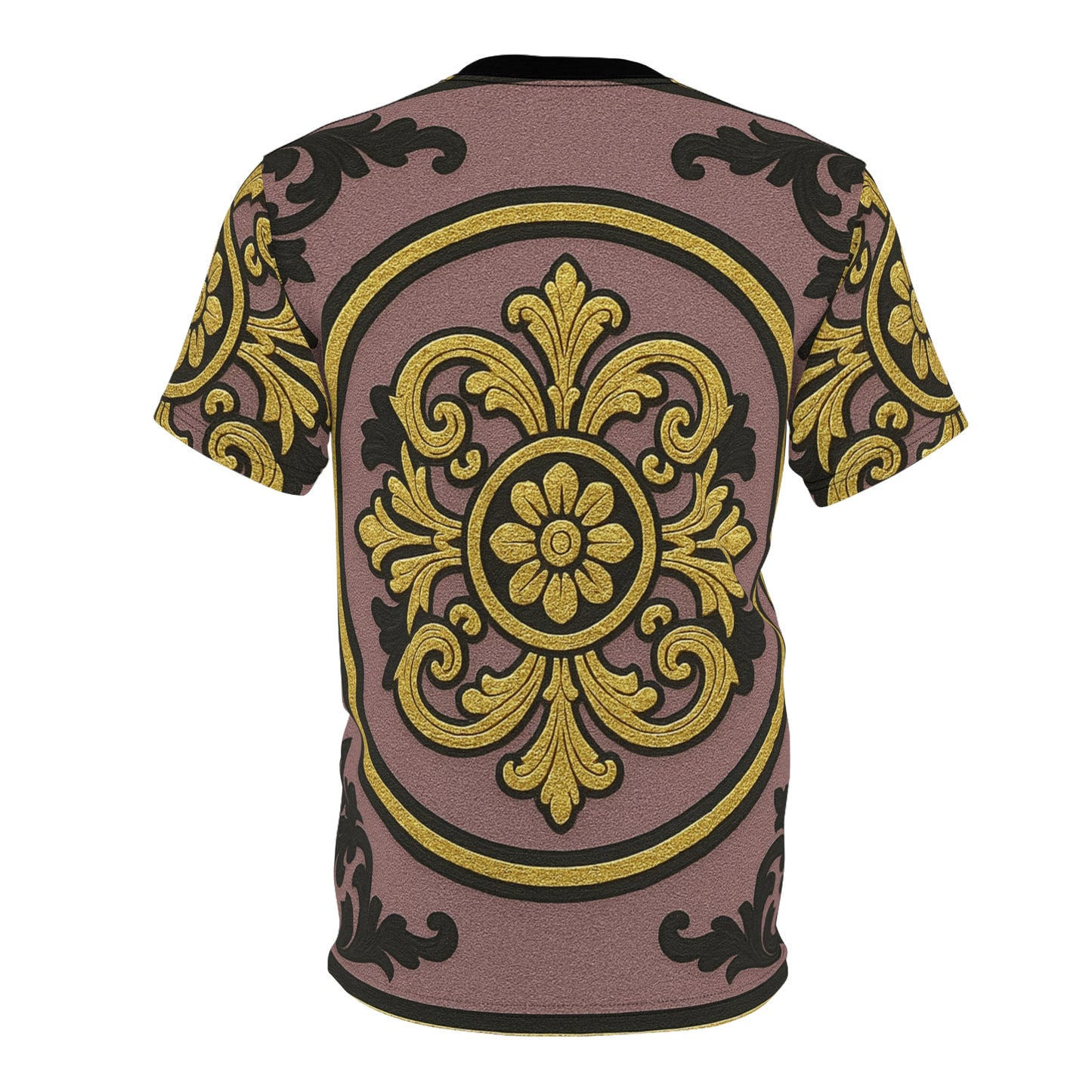 Elegant Gilded Mauve With Gold-Black Baroque Unisex Cut & Sew Tee, Vintage Style Shirt, Bohemian Graphic Tee, Gift for Her, Fashion Essential