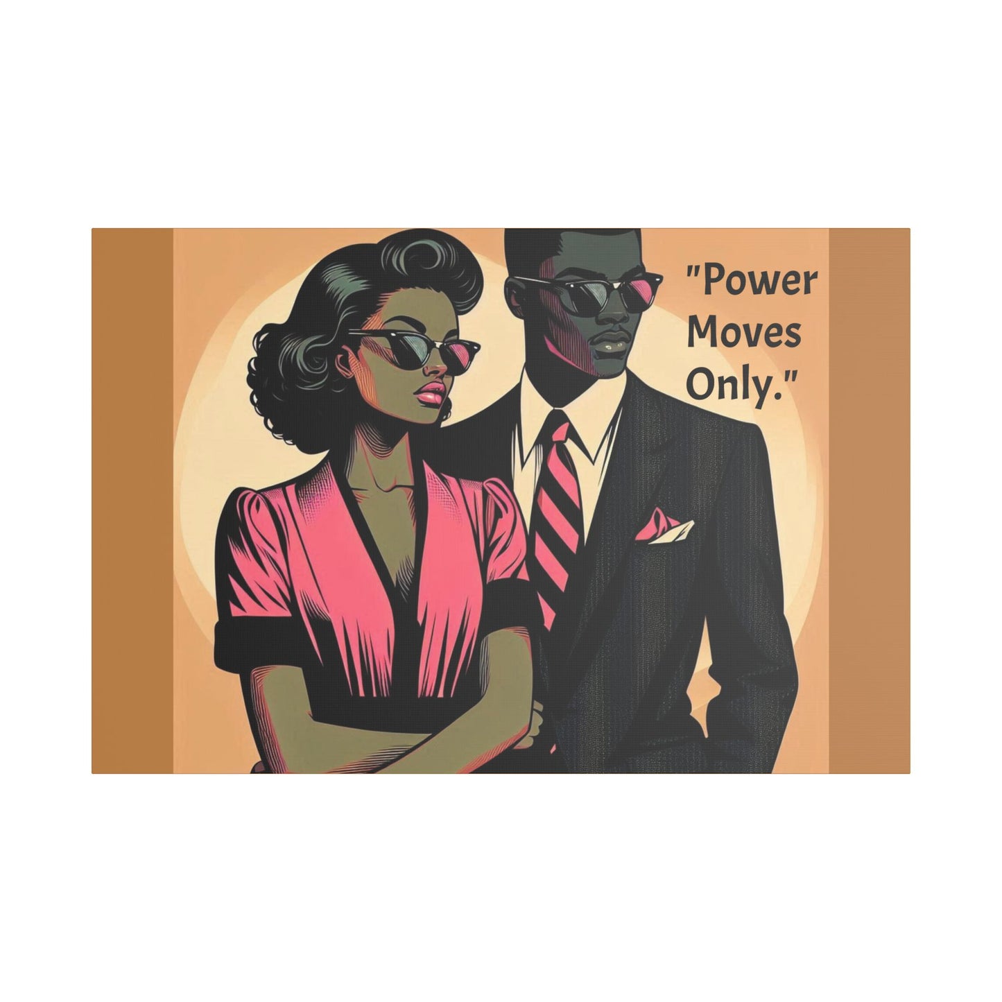 Afro Art Print Canvas, Wall Decor, Satin Stretched Canvas, African American Art, Office Decor, Home Decor - "Power Moves Only."