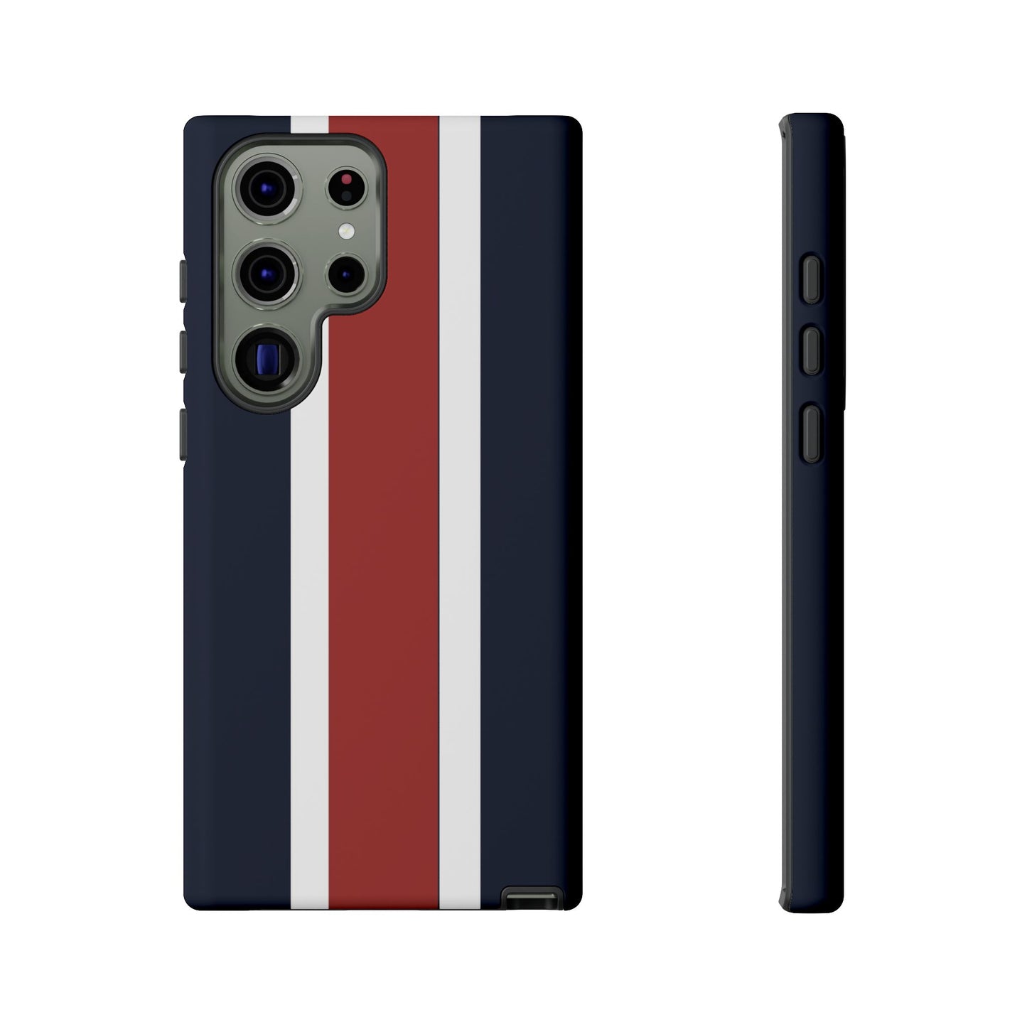 Lunar Midnight & Red-White Striped Stylish Phone Case - Tough Cases, Custom iPhone Cover, Sleek Phone Accessories, Gifts for Him/Her