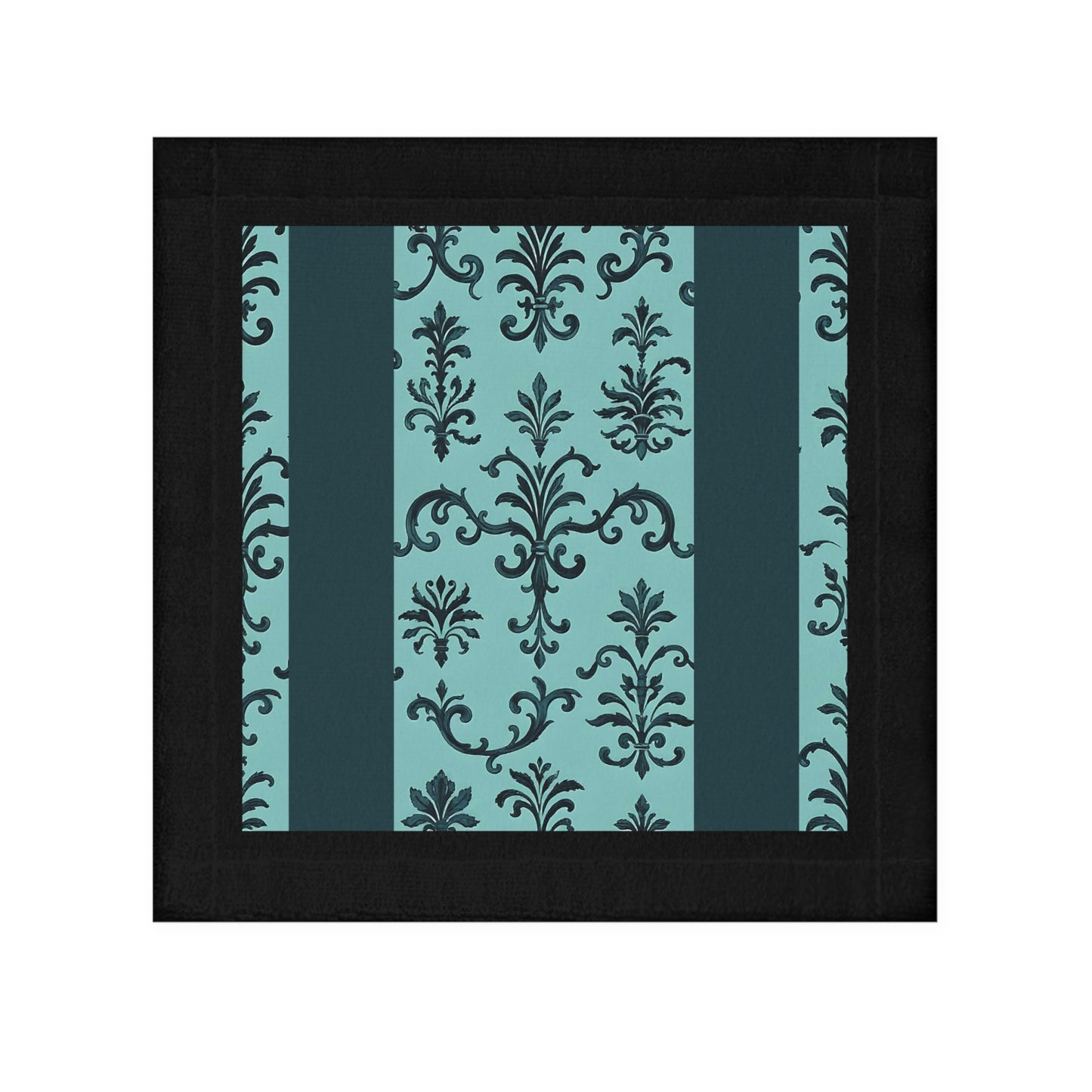 Elegant Face Towel for Luxurious Spa Days, Guest Bath, or Wedding Gift - Perfect for Home Décor - Teal Striped Rococo