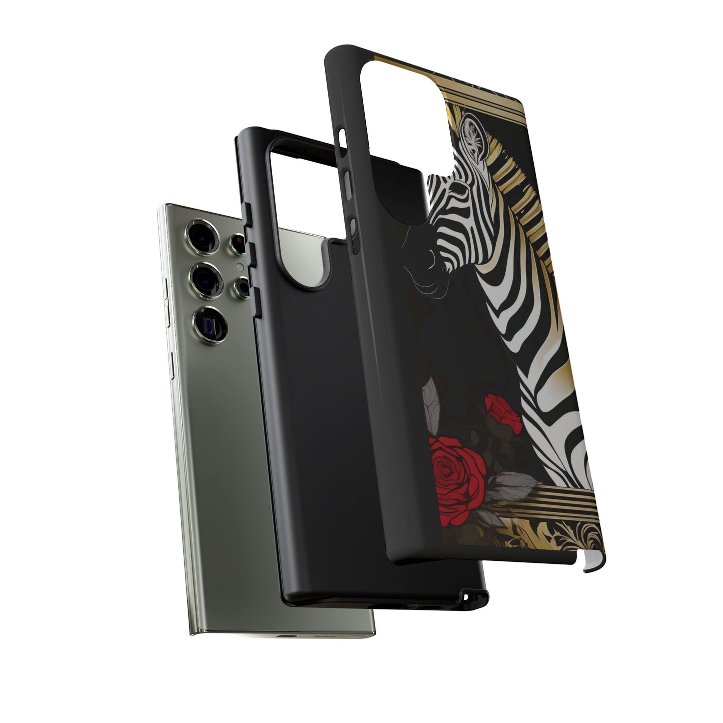 Phone Case - Elegant Zebra & Roses Design