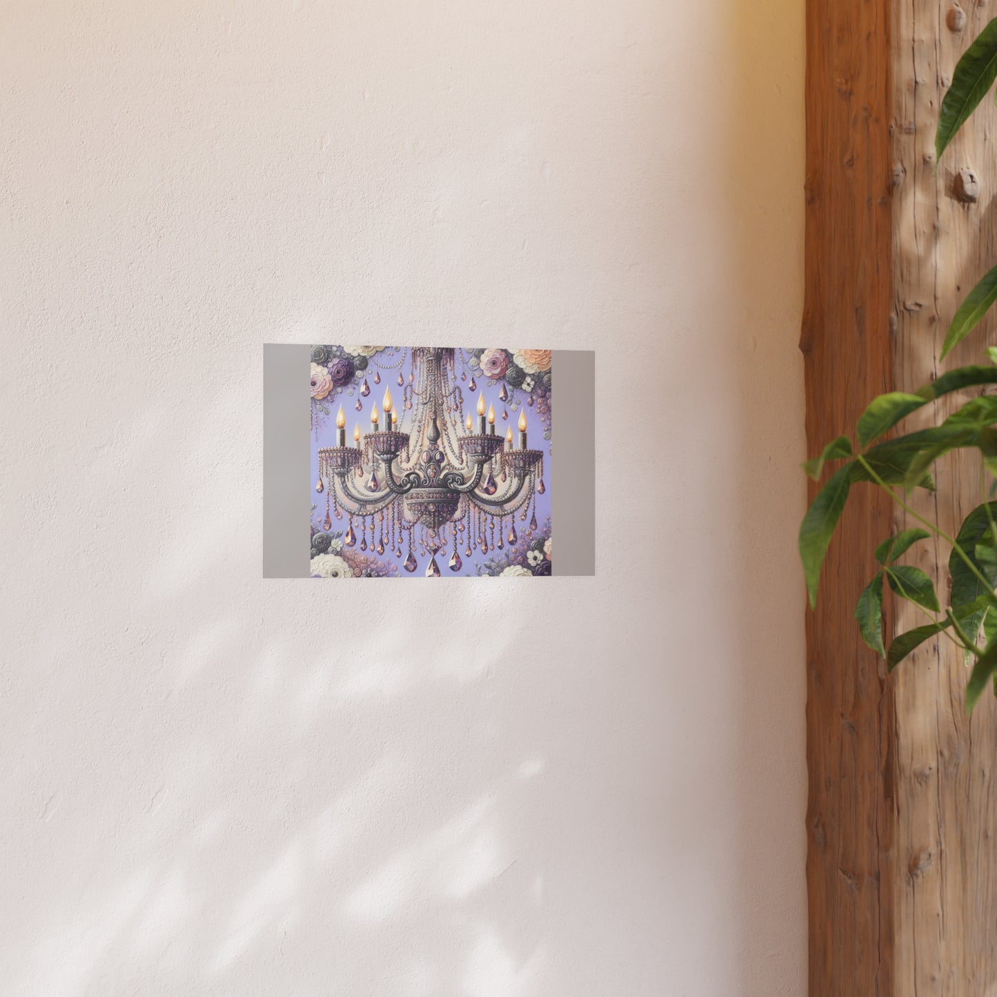 Elegant Floral Chandelier Poster, Art Print for Home Decor, Gift for Art Lovers, Wall Art for Living Room, Birthday Gift Idea - Lilac Jeweled Chandelier
