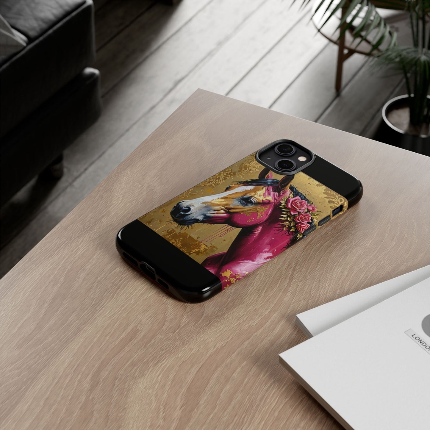 Phone Case - Elegant Horse Damask Design