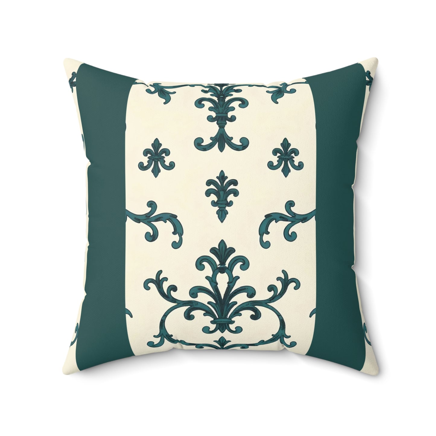 Spun Polyester Square Pillow - Teal Striped Rococo