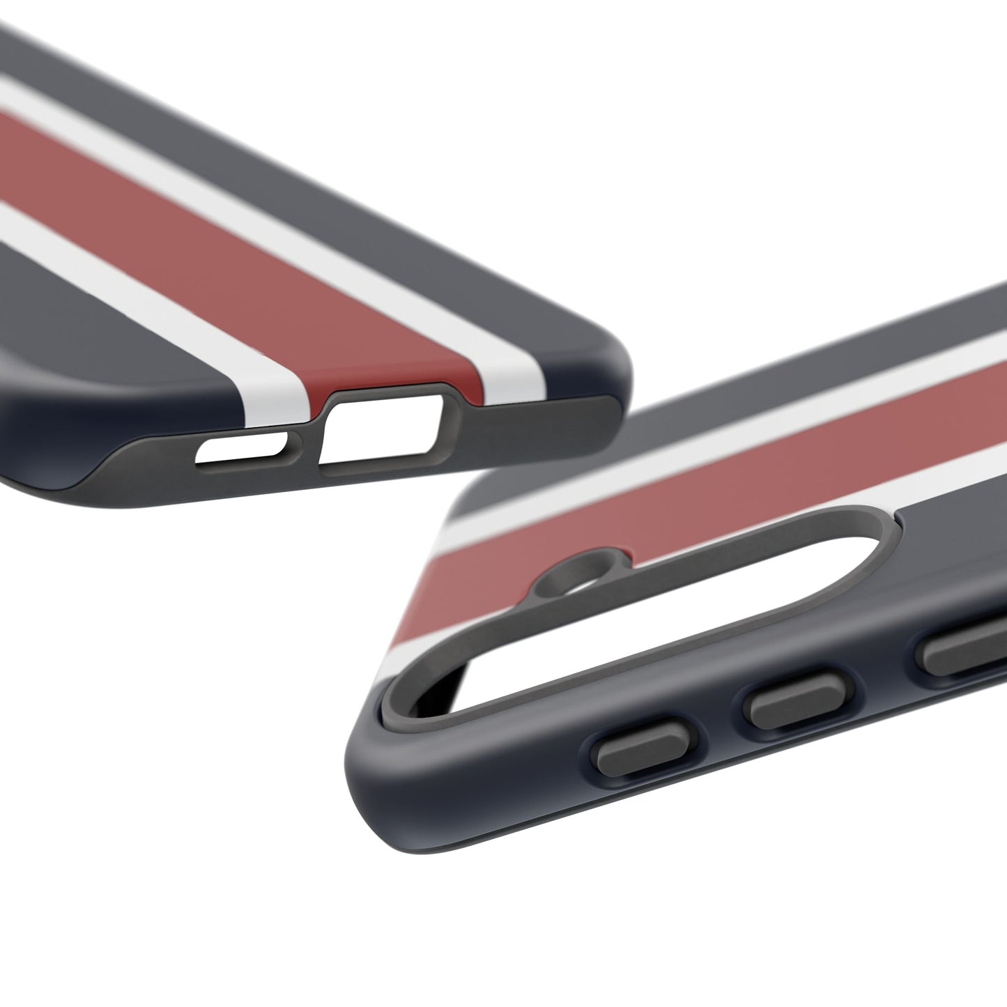Lunar Midnight & Red-White Striped Stylish Phone Case - Tough Cases, Custom iPhone Cover, Sleek Phone Accessories, Gifts for Him/Her