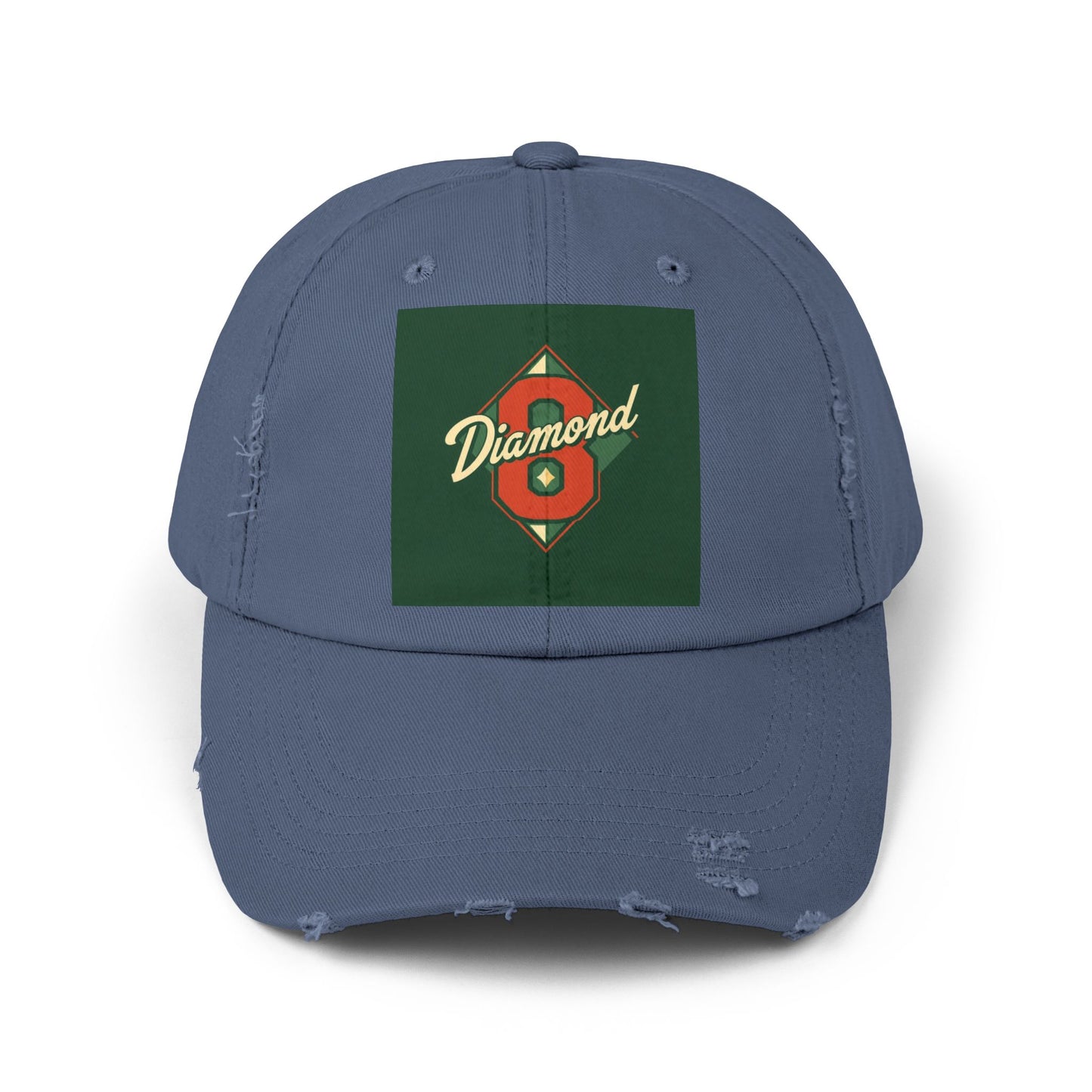 Unisex Distressed Cap - Vintage Baseball Style Hat, Cool Casual Headwear - Diamond 8