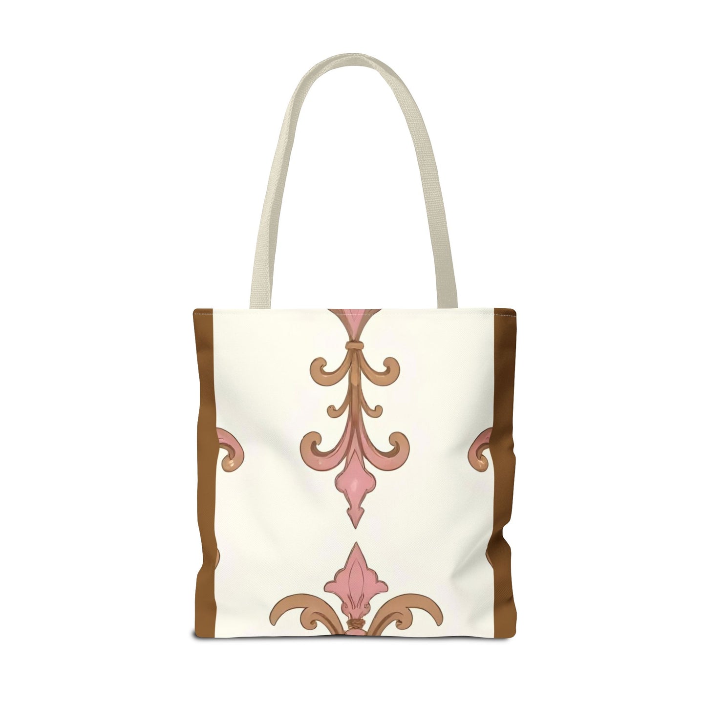 Elegant Floral Tote Bag - Perfect for Everyday Use, Shopping, Gifts, Summer Outings, and Special Occasions - Brown Striped Pink Arabesque