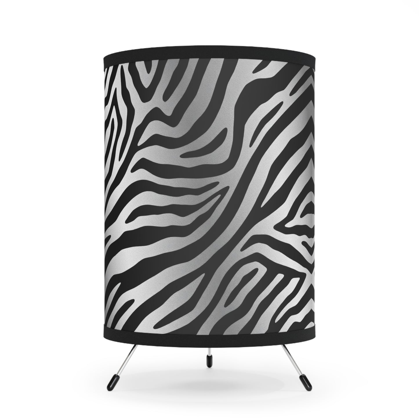 Zebra Print Tripod Lamp - Modern Home Decor with High-Res Shades - Silver