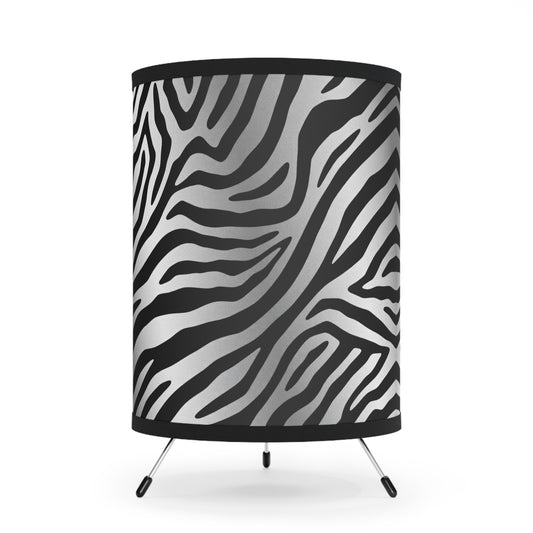 Zebra Print Tripod Lamp - Modern Home Decor with High-Res Shades - Silver