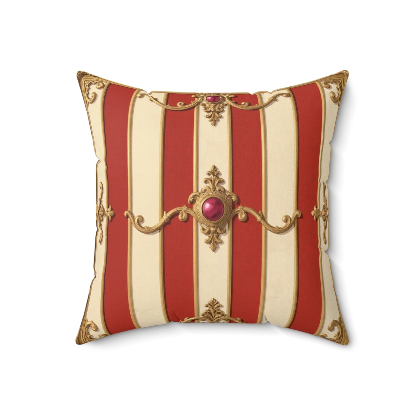 Elegant Faux Suede Throw Pillow – Regal Striped Design for Living Room Decor - Alabaster & Dusk Orange Striped Baroque