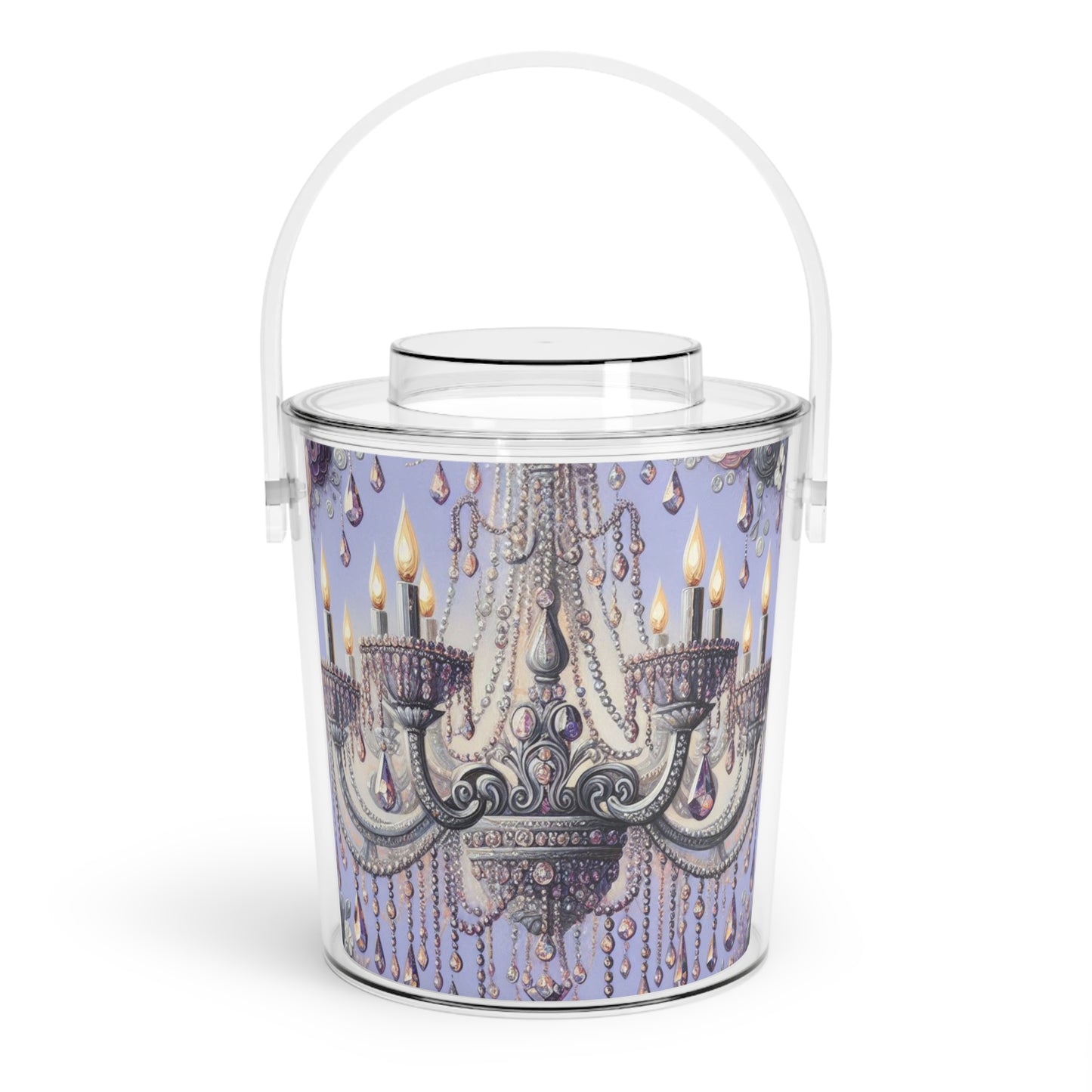 Elegant Chandelier Ice Bucket, Wine Cooler, Cocktail Accessory, Party Decor, Bridal Shower Gift - Lilac Jeweled Chandelier