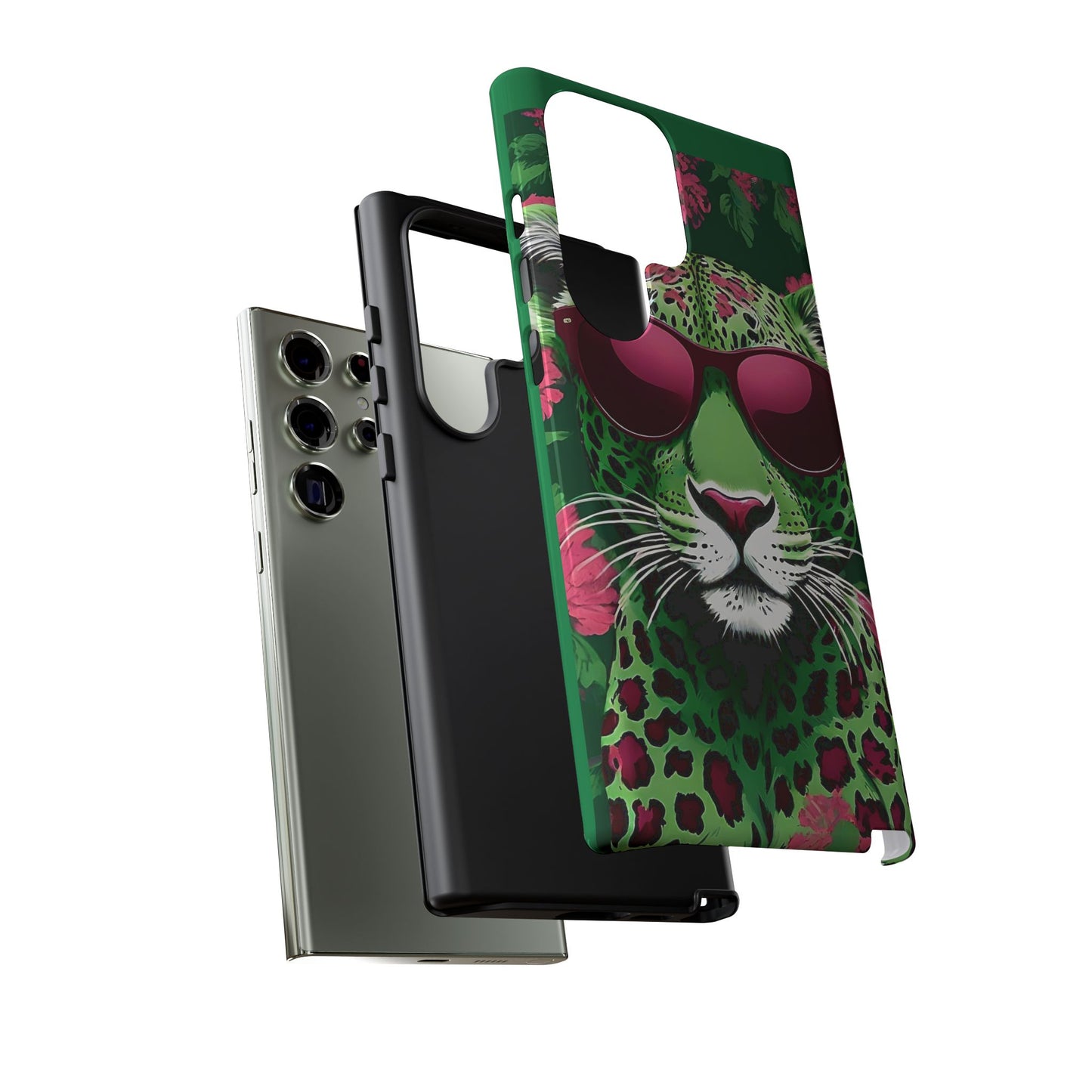 Phone Case - Lime Green & Burgundy Leopard In Sunglasses Design