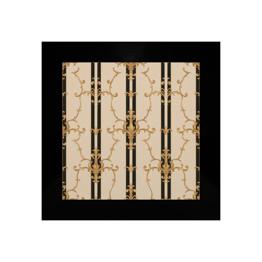 Elegant Wall Art Foam Board, Vintage Decor, Home Office Decoration, Stylish Backdrop, Modern Art Display - Black & Beige Striped Damask