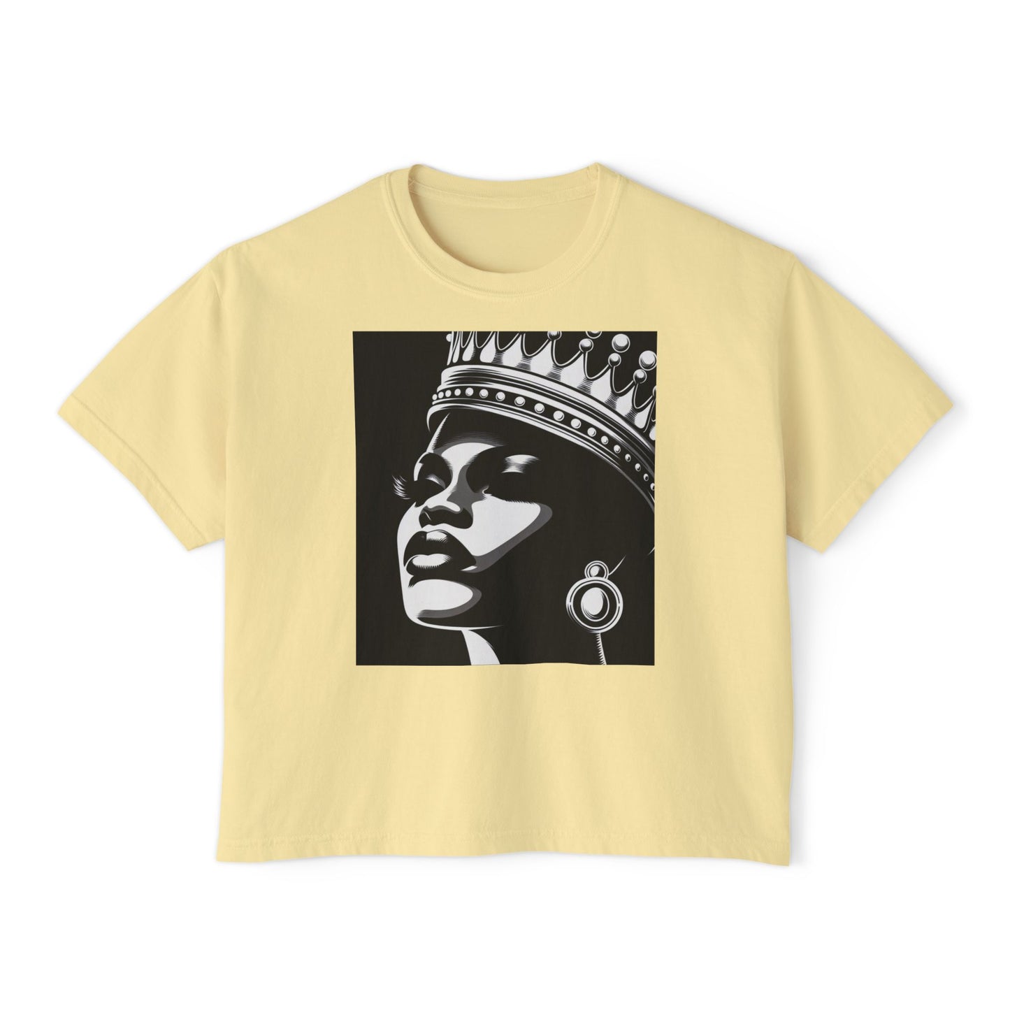 Empowering Women's Boxy Tee - Crowned Beauty Graphic Shirt, Fashionable Streetwear, Gift for Her, Casual Style, Birthday Gift