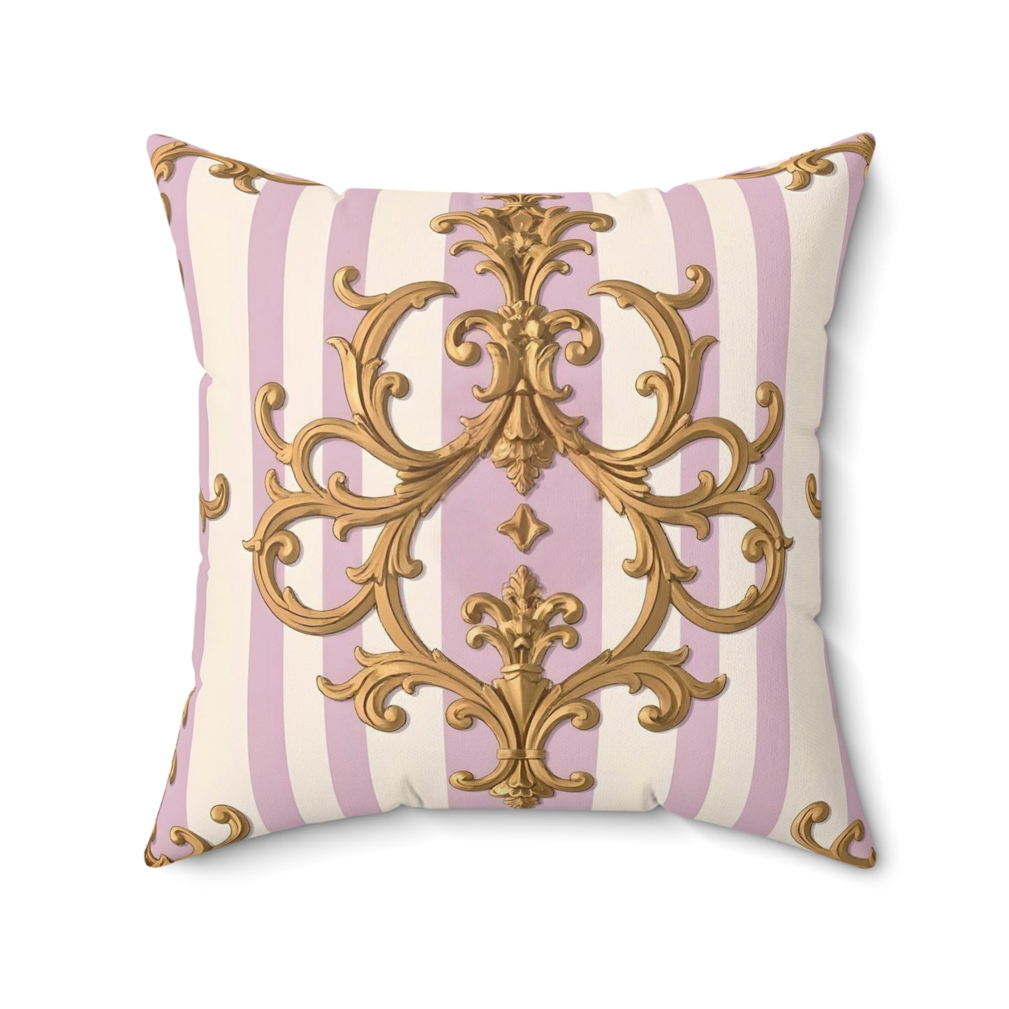 Elegant Decorative Pillow, Luxurious Home Decor, Shabby Chic Accent Cushion, Gift for Hostess - Lilac & Alabaster Striped Gold Baroque