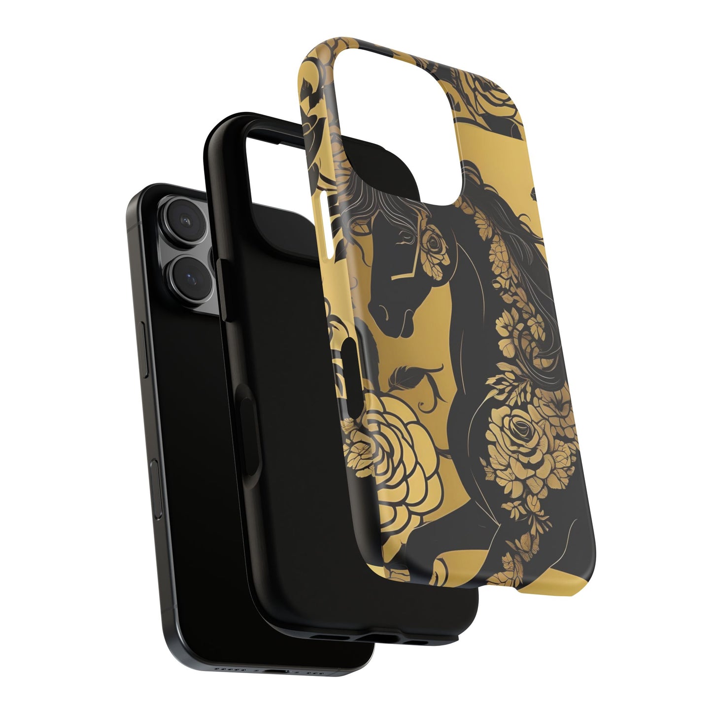 Phone Case - Elegant Horse & Roses Design