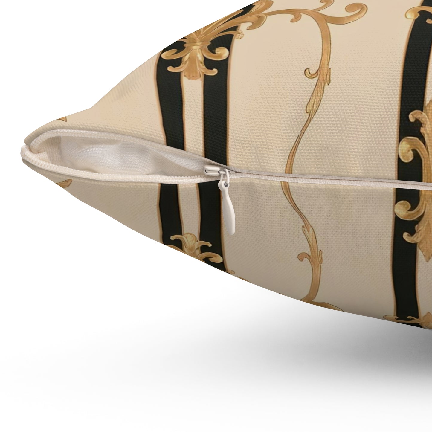 Elegant Decorative Pillow, Stylish Home Decor, Luxurious Throw Cushion, Gift for Her, Bedroom Accent - Black & Beige Striped Damask