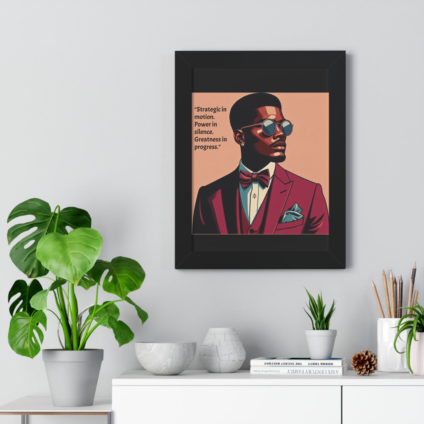 Stylish Framed Vertical Poster - Modern Art for Home Decor - "Strategic in Motion....."