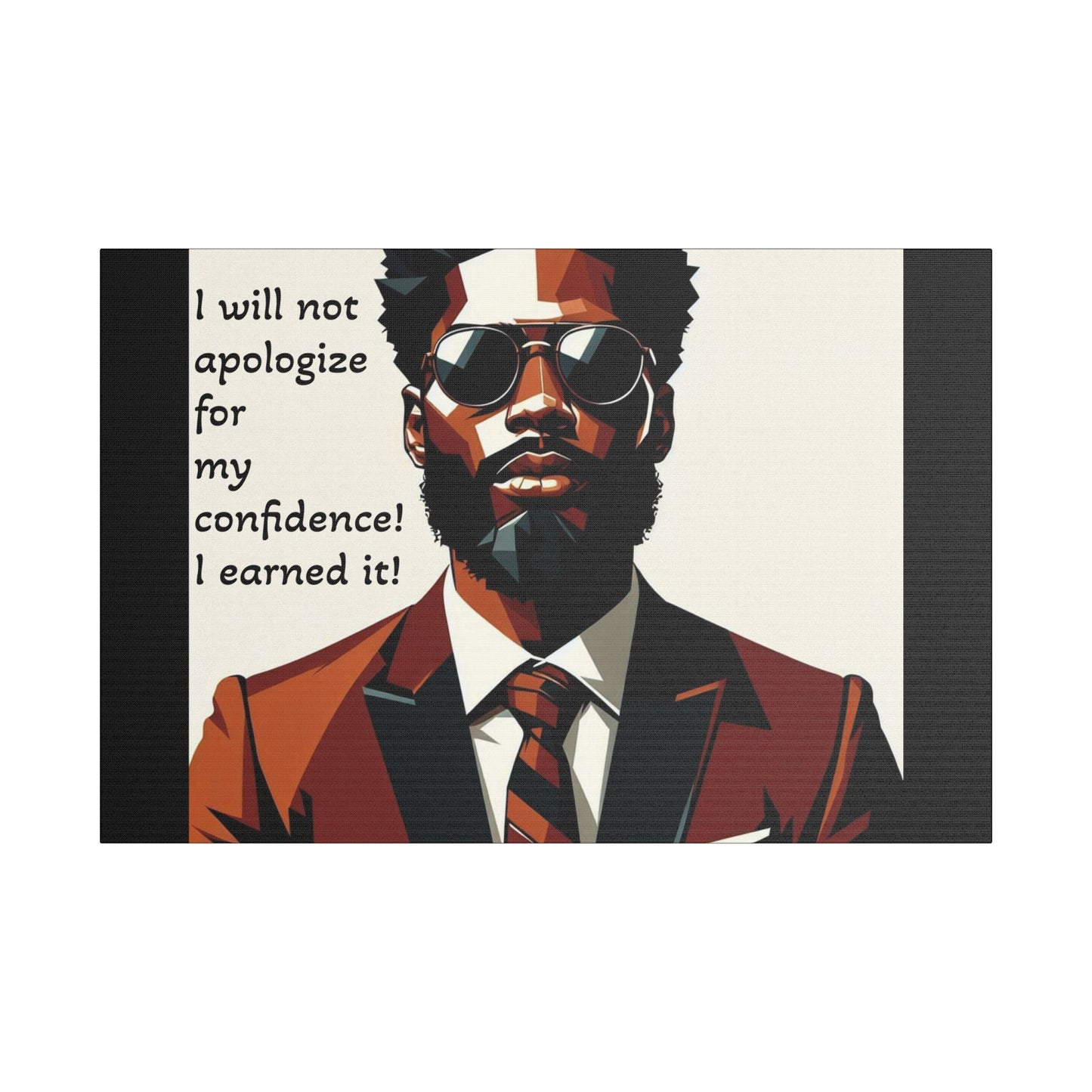 Afro Art Print Canvas, Wall Decor, Satin Stretched Canvas, African American Art, Office Decor, Home Decor - Confident Man In Suit
