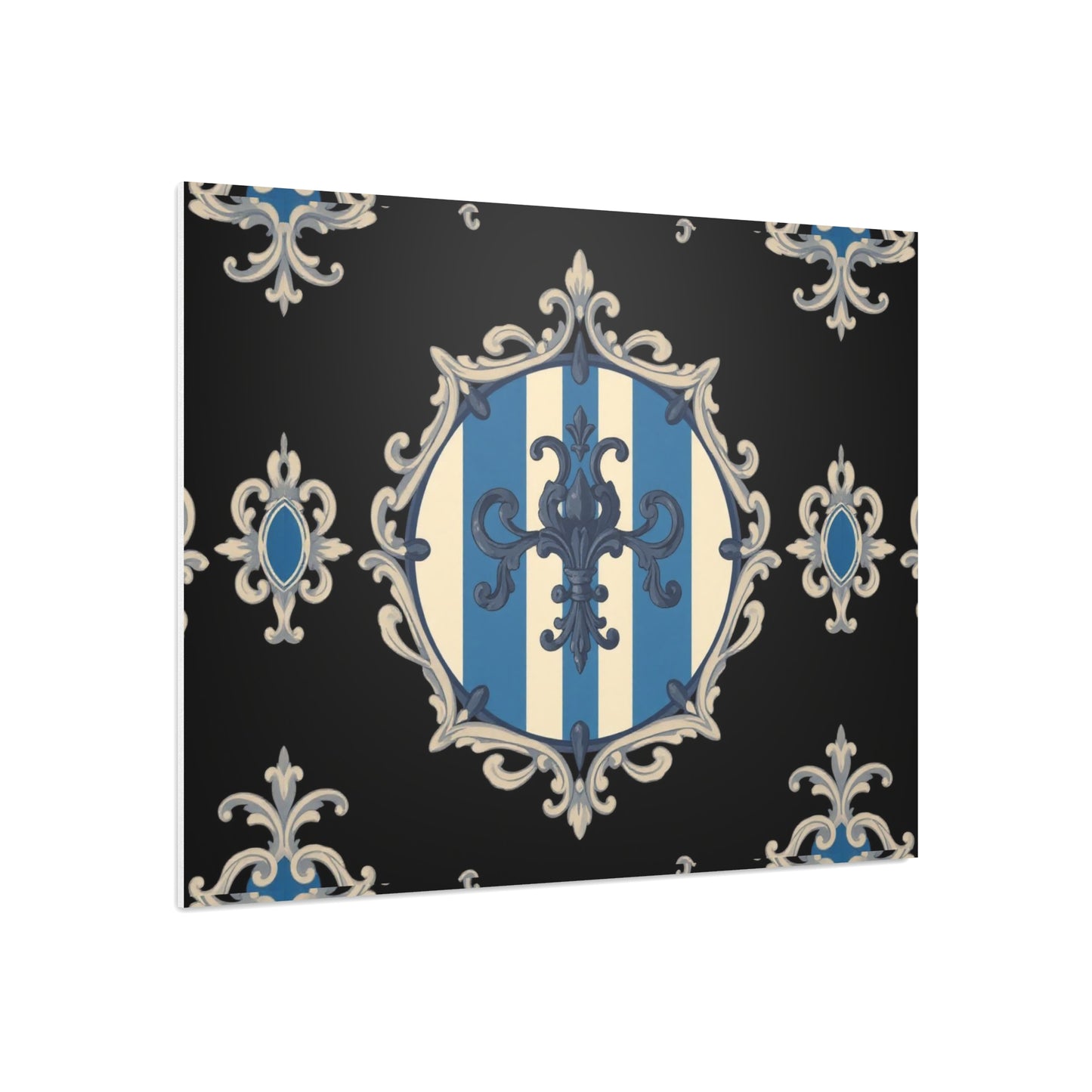 Elegant Blue & Alabaster Striped Baroque Decorative Foam Board Art, Home Decor Wall Display, Unique Gift for Housewarming, Event Decorations
