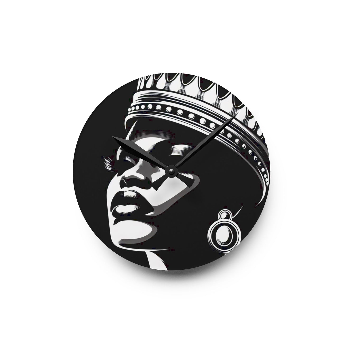 Elegant Queen Acrylic Wall Clock, Modern Home Decor, African American Art, Unique Gifts, Wall Art for Living Room