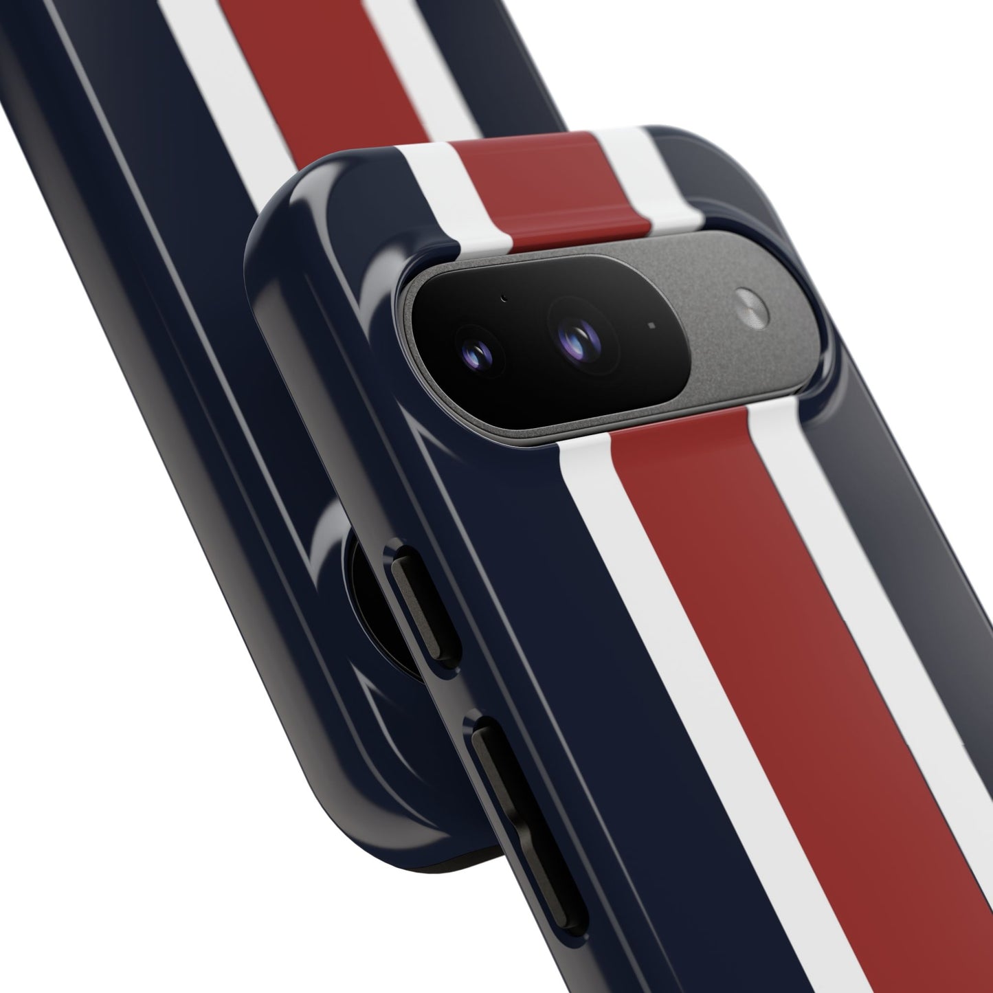 Lunar Midnight & Red-White Striped Stylish Phone Case - Tough Cases, Custom iPhone Cover, Sleek Phone Accessories, Gifts for Him/Her