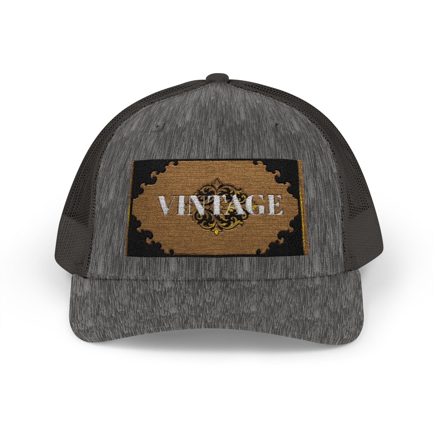 Mauve & Black-Gold Vintage Baroque Patch Trucker Cap