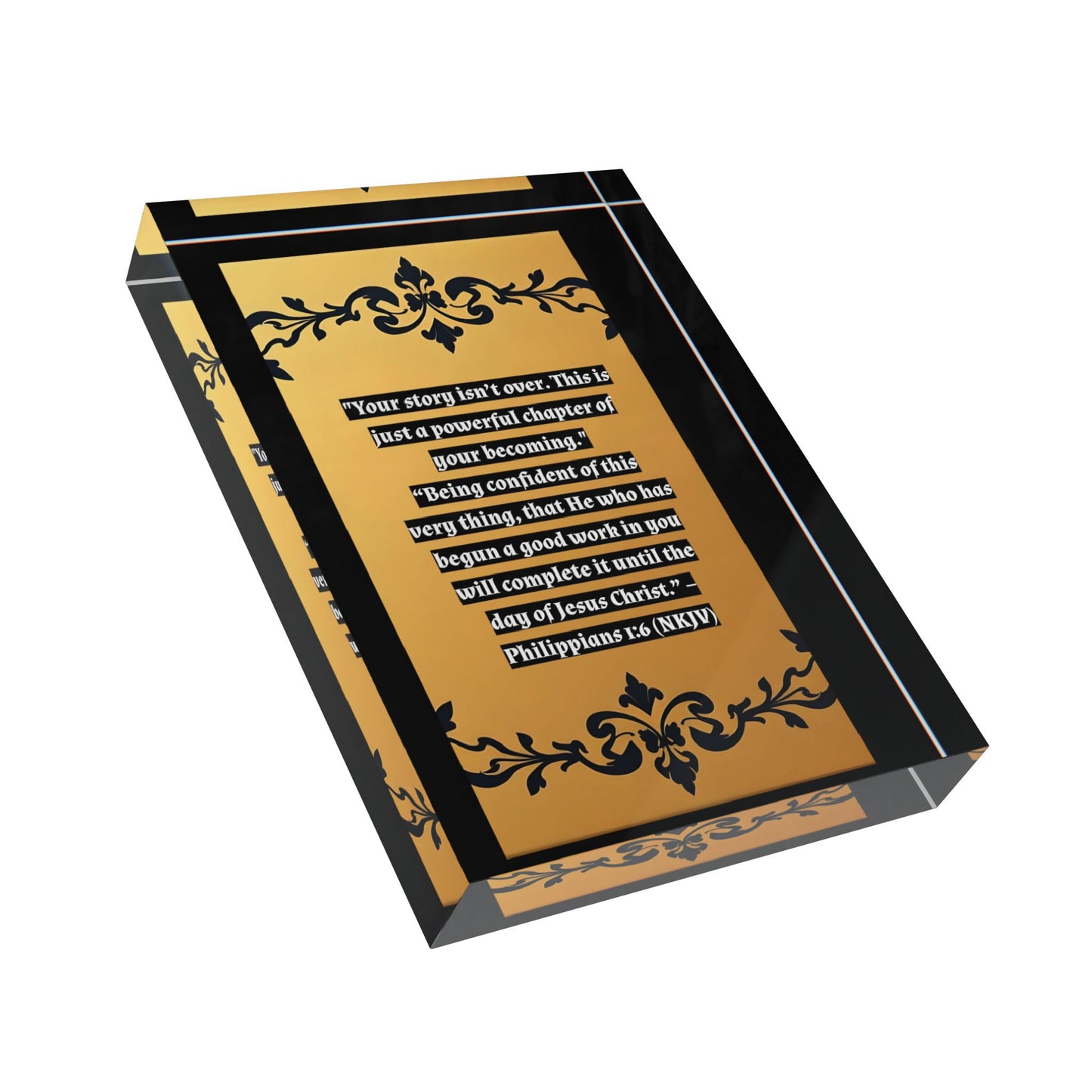 Inspirational Photo Block - Uplifting Scripture Decor for Home or Office - "Your story isn't over"