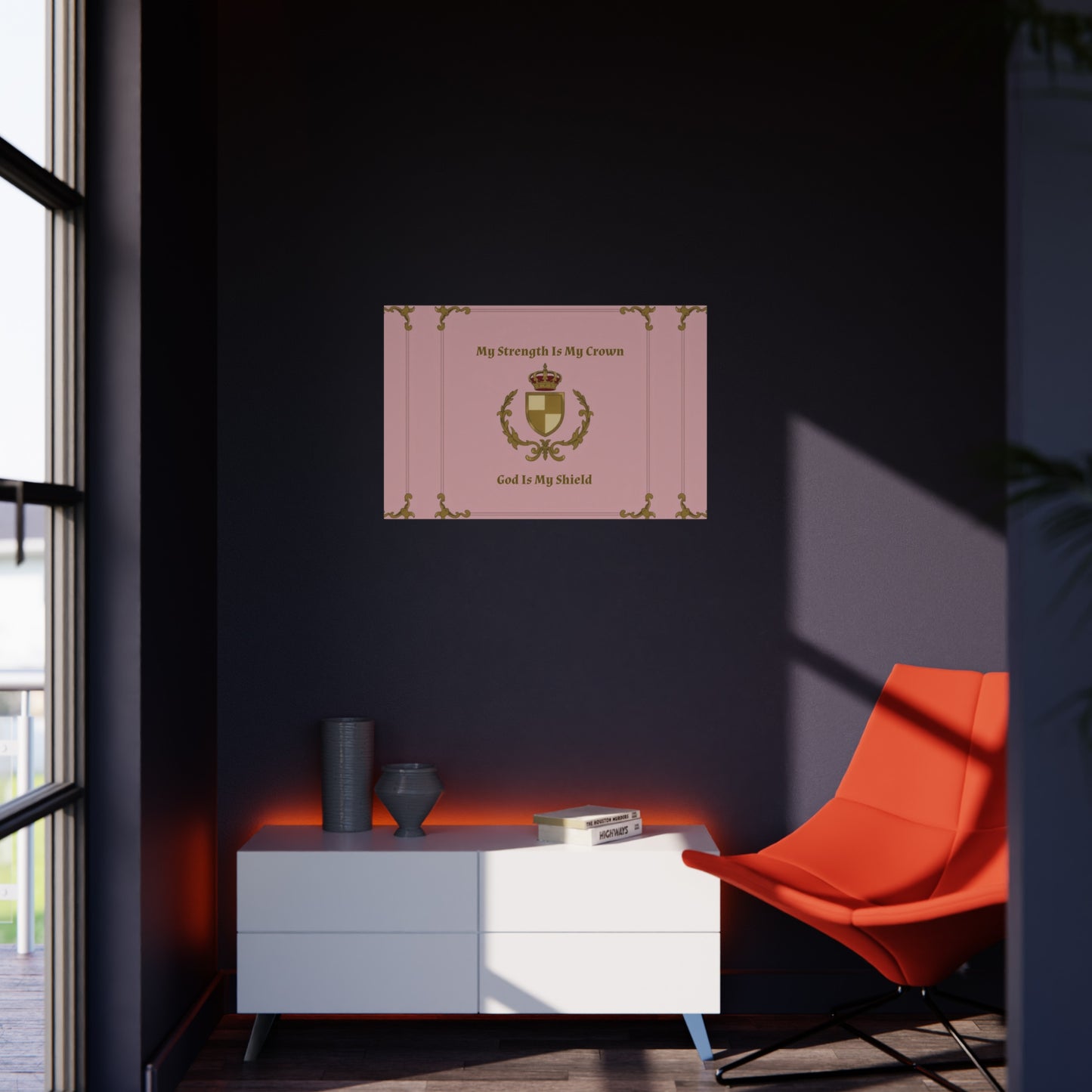 Crest & Crown Spiritual Quote Wall Art, Motivational Decor, Foam Board Print, Home Accent, Gift for Friends, Pink Crown Design
