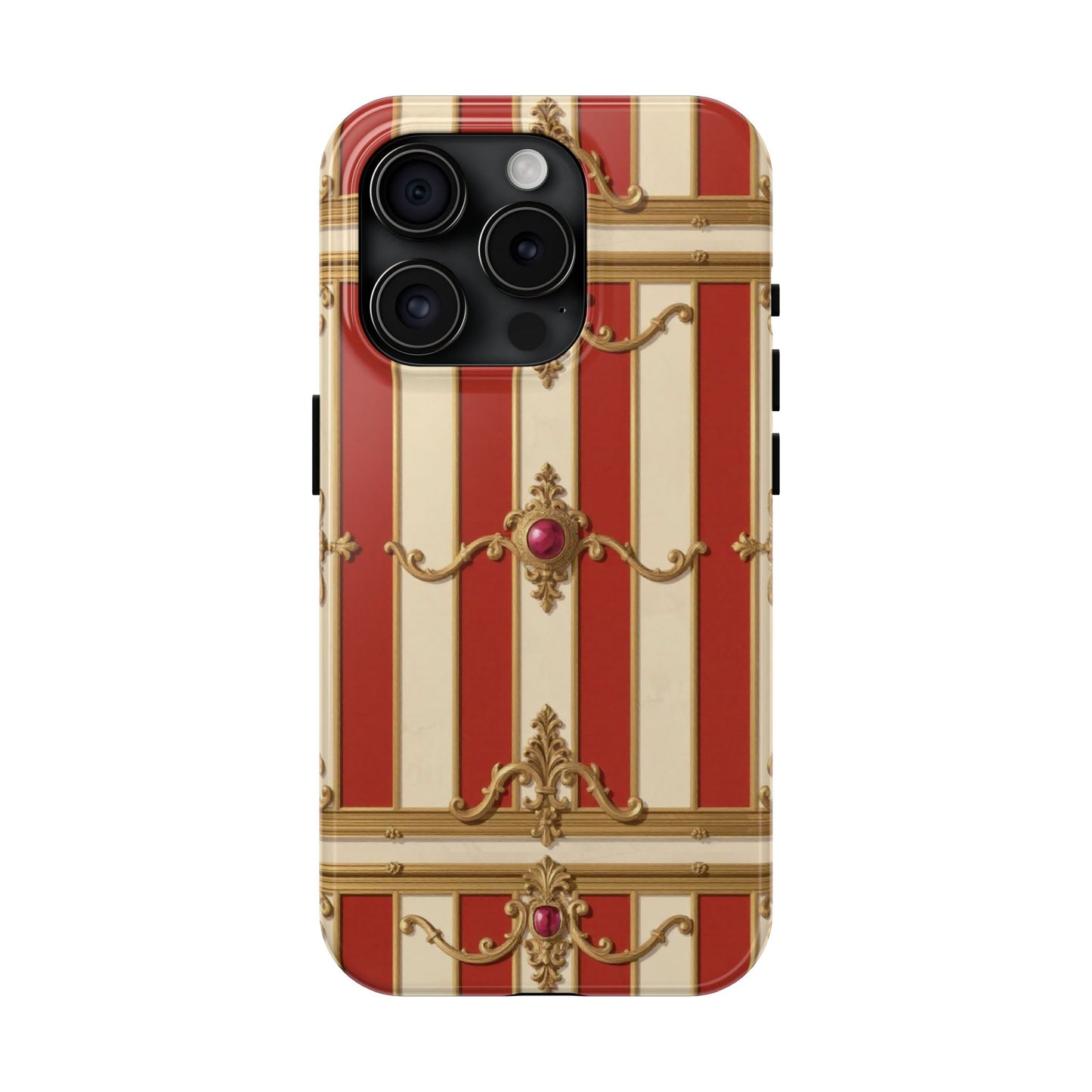 Elegant Alabaster & Dusk Orange Striped Baroque Tough Phone Case - Stylish Protection for Your Device