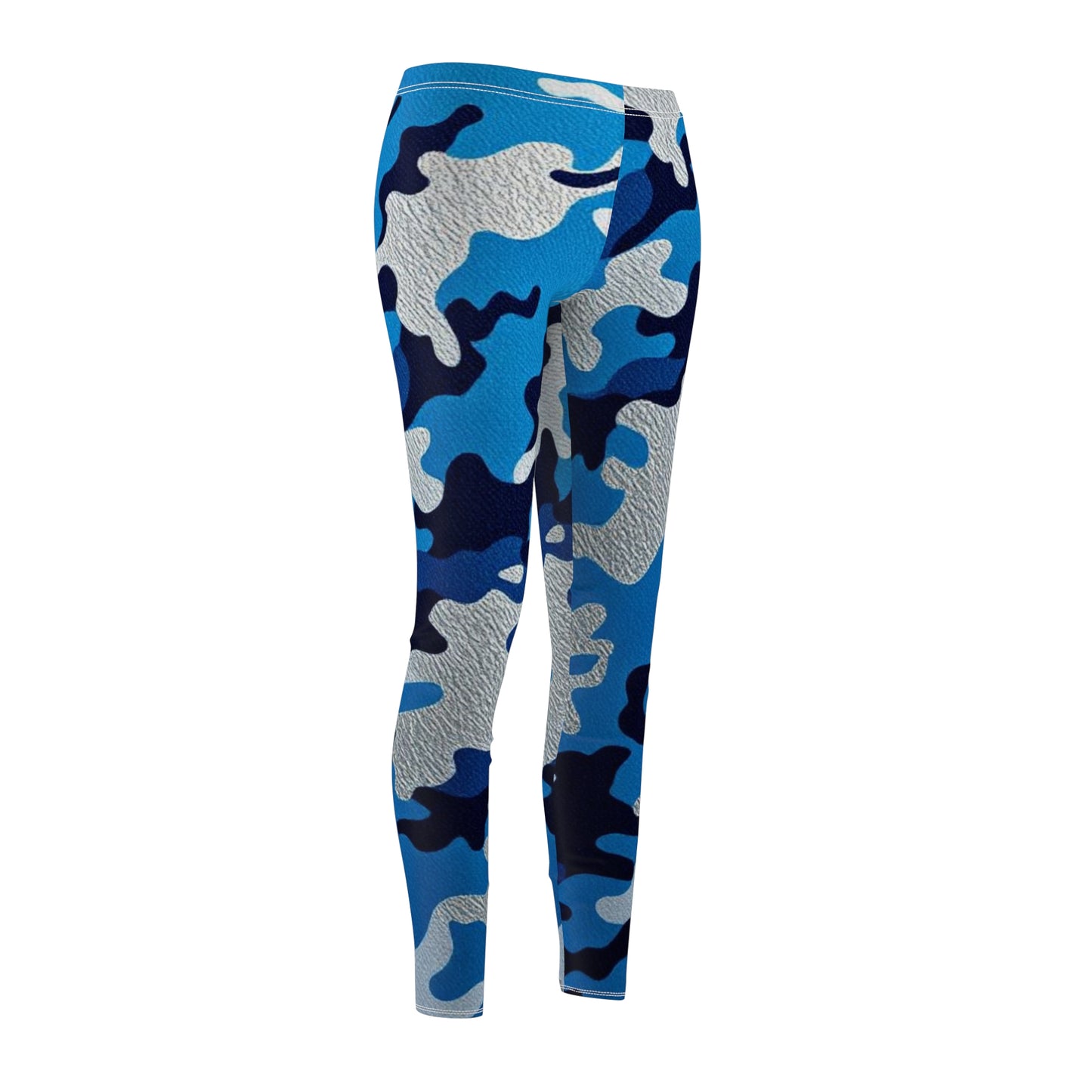 Camouflage Print Casual Leggings, Trendy Activewear, Comfortable Workout Pants, Stylish Athleisure - Blue Camo