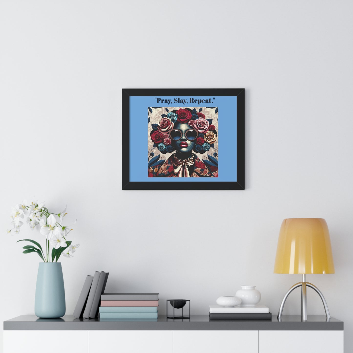 Empowering Art Print – "Pray, Slay, Repeat" Framed Poster for Inspirational Home Decor
