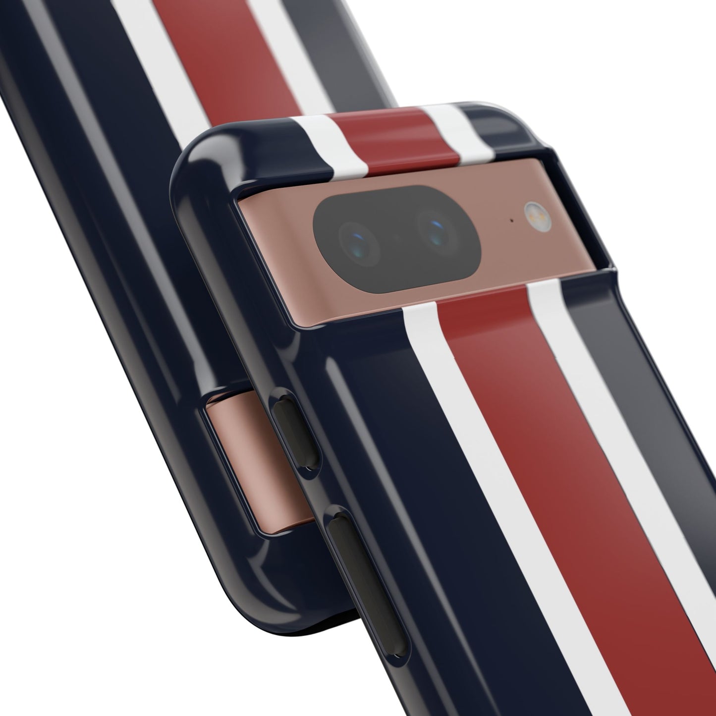 Lunar Midnight & Red-White Striped Stylish Phone Case - Tough Cases, Custom iPhone Cover, Sleek Phone Accessories, Gifts for Him/Her