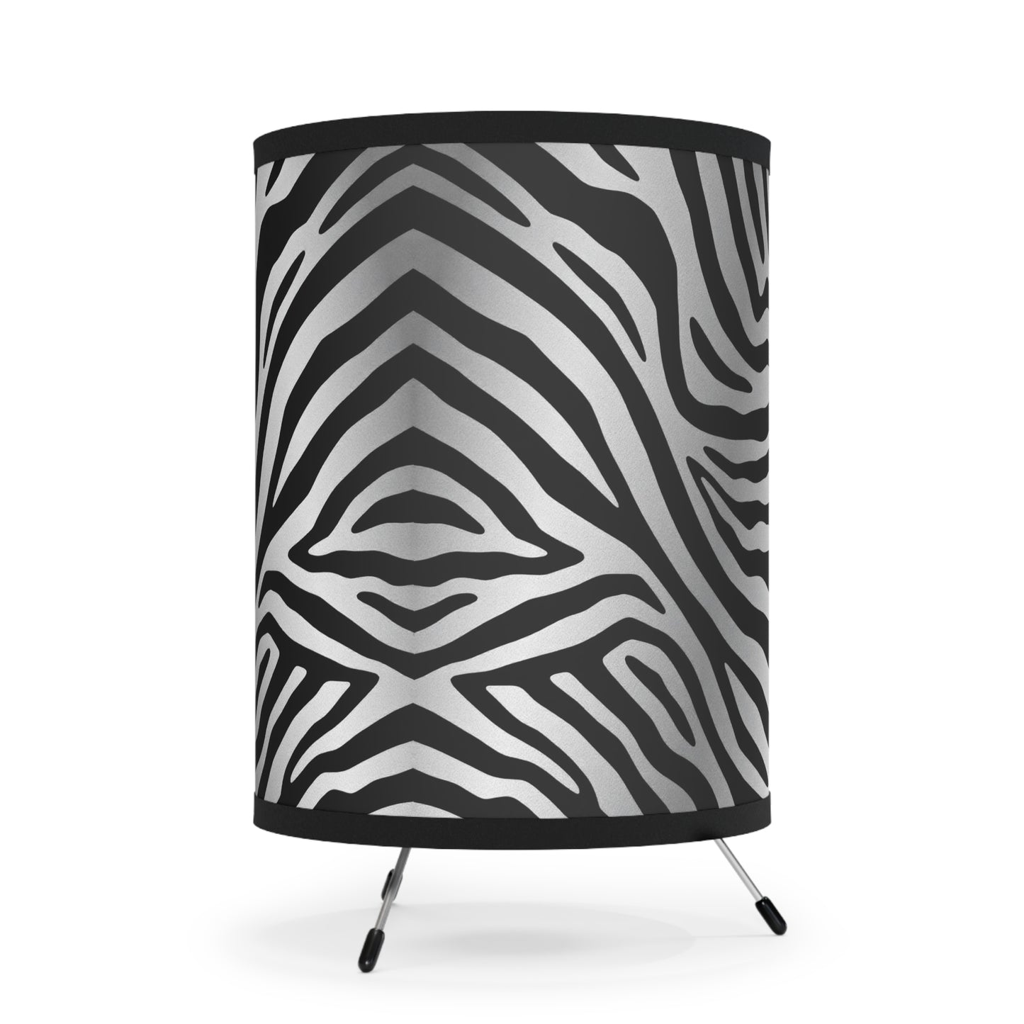 Zebra Print Tripod Lamp - Modern Home Decor with High-Res Shades - Silver