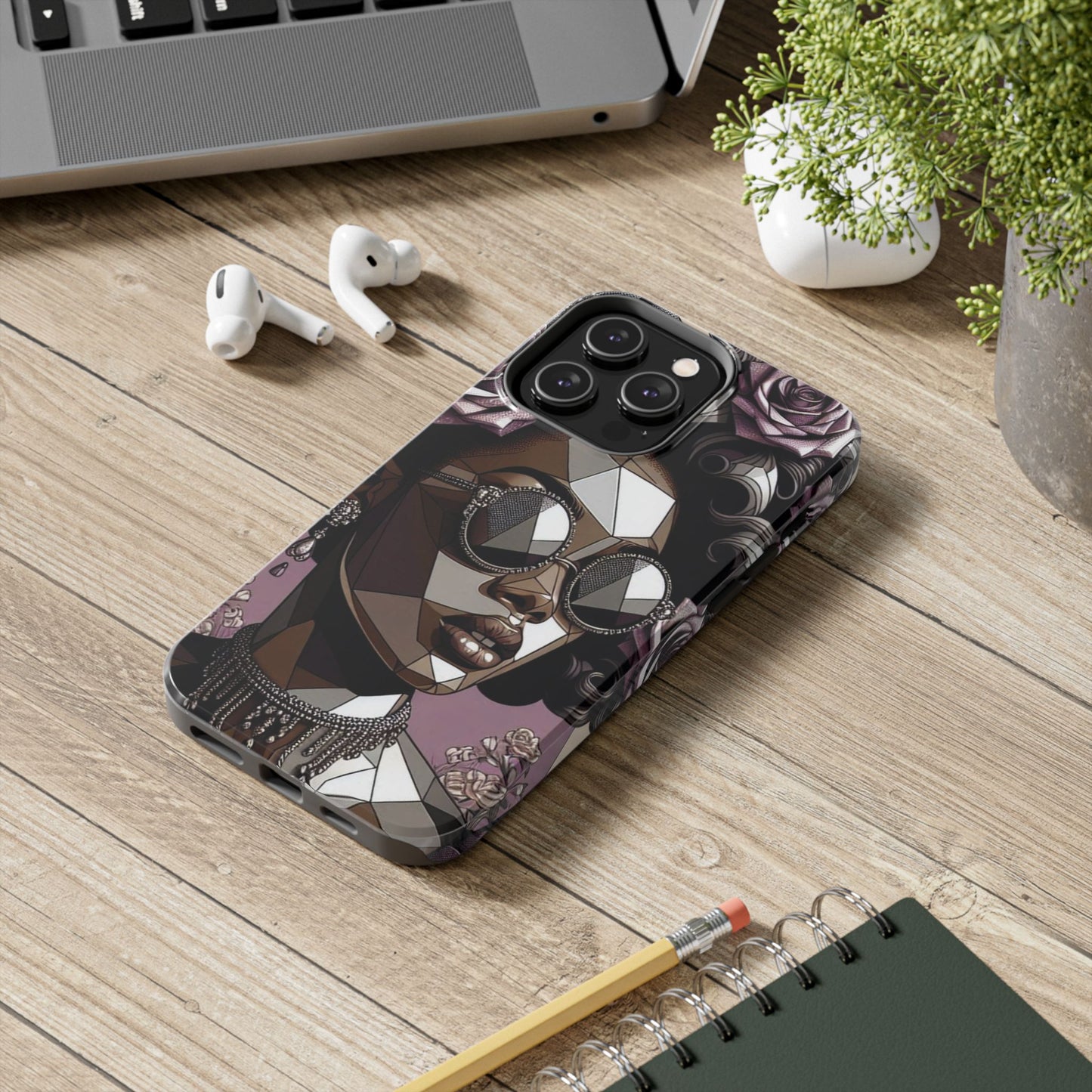 Chic Geometric Phone Case, Stylish Tough Case for Women, Unique Gift, Floral Design, Modern Accessories for Everyday Use - Lilac Baroque Lady