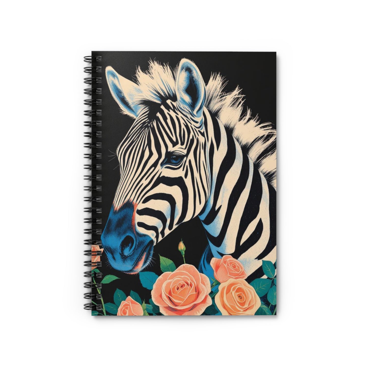 Elegant Vintage Spiral Notebook - Ruled Line with Zebra & Roses