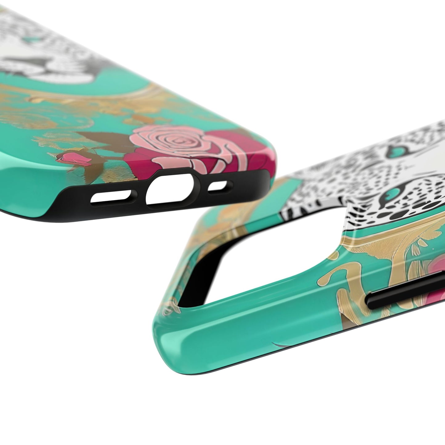 Leopard Tough Phone Case - Trendy Floral Design for Animal Lovers - Leopard & Rose