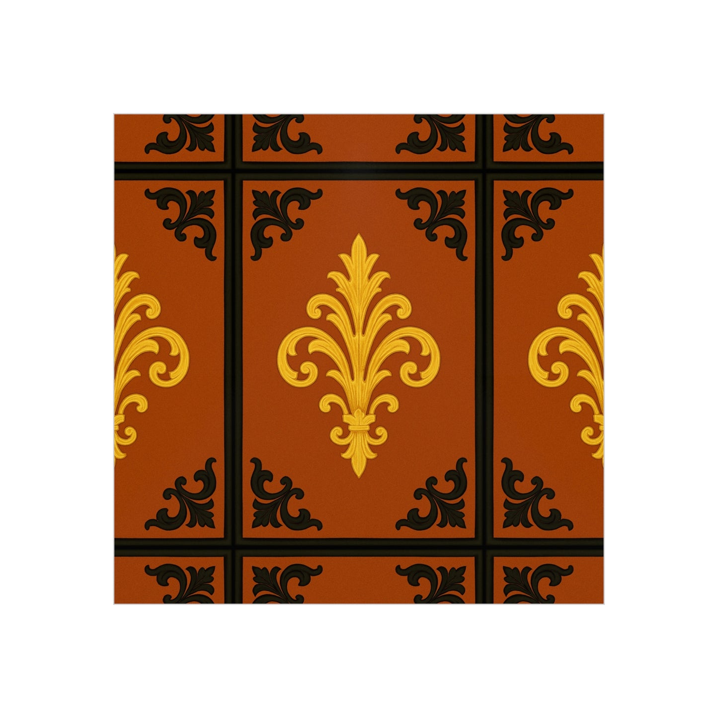 Dusk Terracotta Baroque Foam Board — Baroque Pattern Wall Art (Dusk Terracotta, Gold & Black)