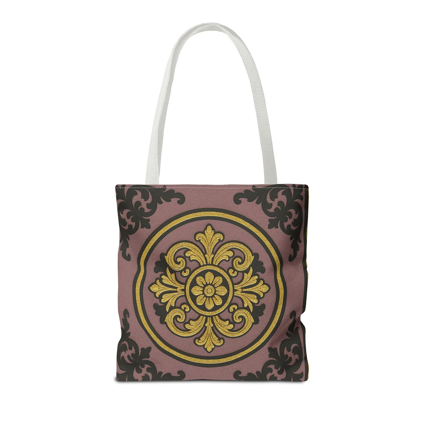 Elegant Gilded Mauve With Gold-Black Baroque Print Tote Bag, Reusable Shopping Tote, Gift for Her, Weekend Bag, Eco-Friendly Handbag