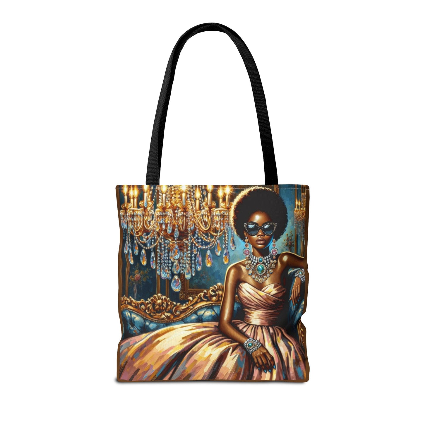 Elegant Fashion Tote Bag, Chic Handbag for Women, Stylish Shopping Bag, Glamorous Gift for Her, Art Tote - Elegant Lady & Chandelier