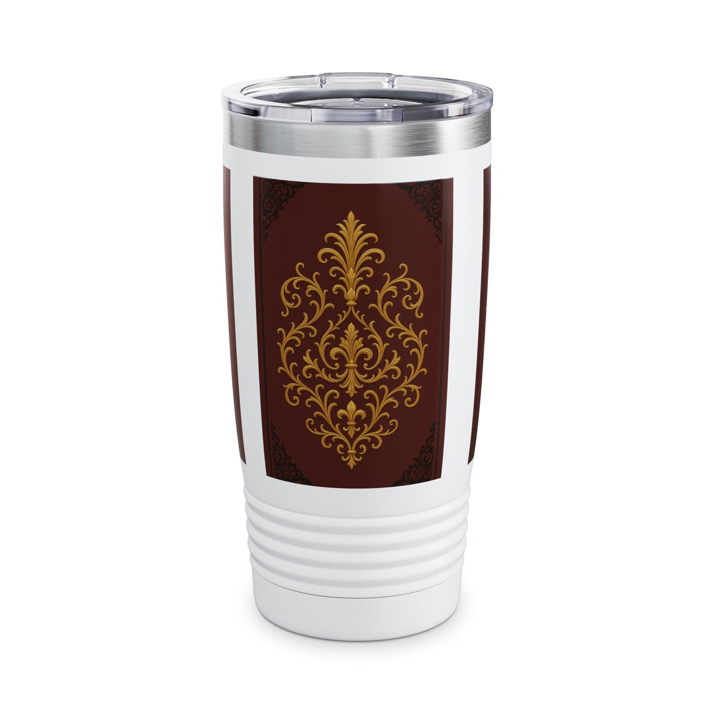 Dusk Burgundy-Black & Gold Baroque 20oz Tumbler – Elegant Gold Baroque on Burgundy